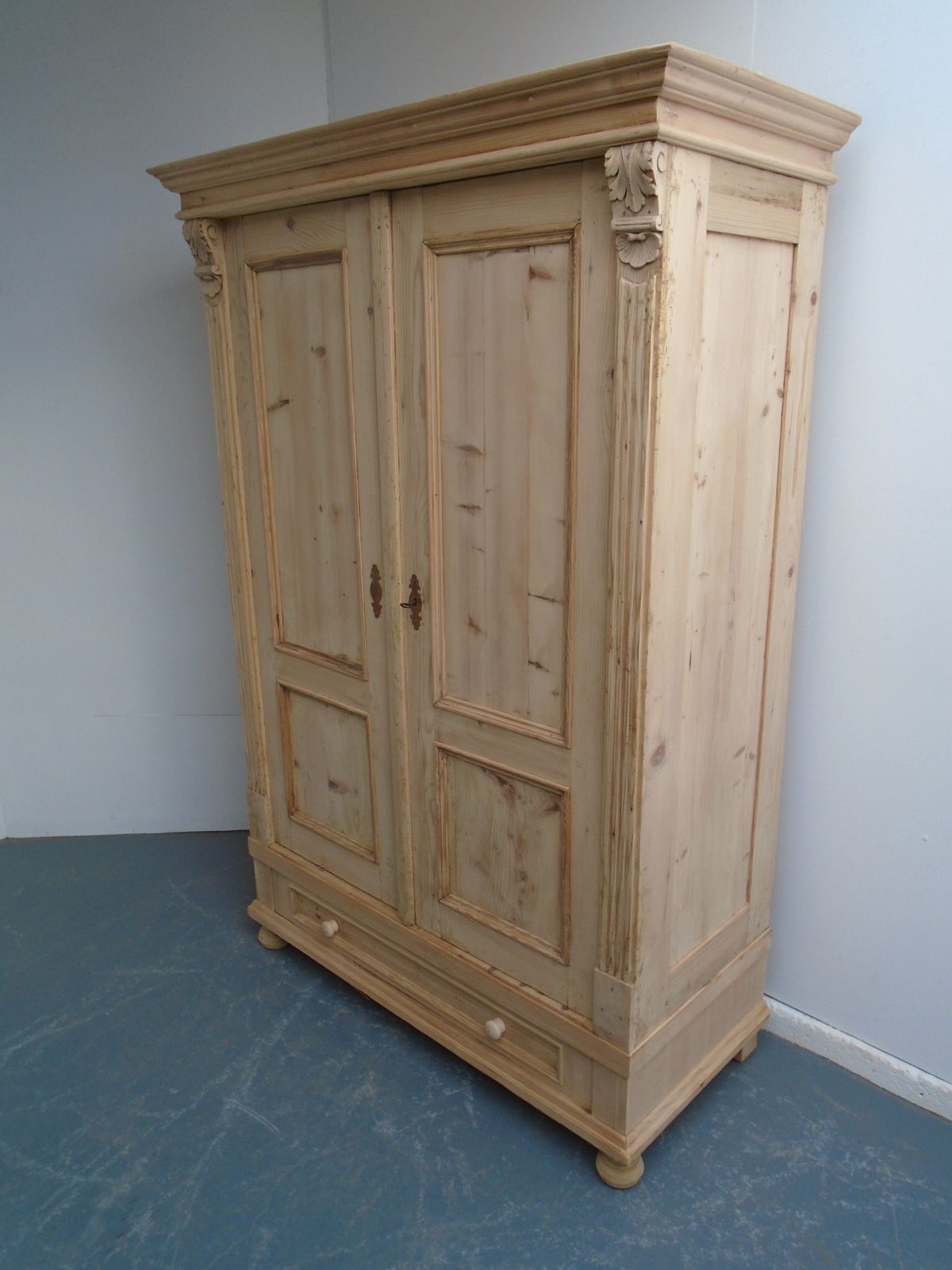 A Victorian Shelved Pine  Knockdown Wardrobe To Wax/Paint