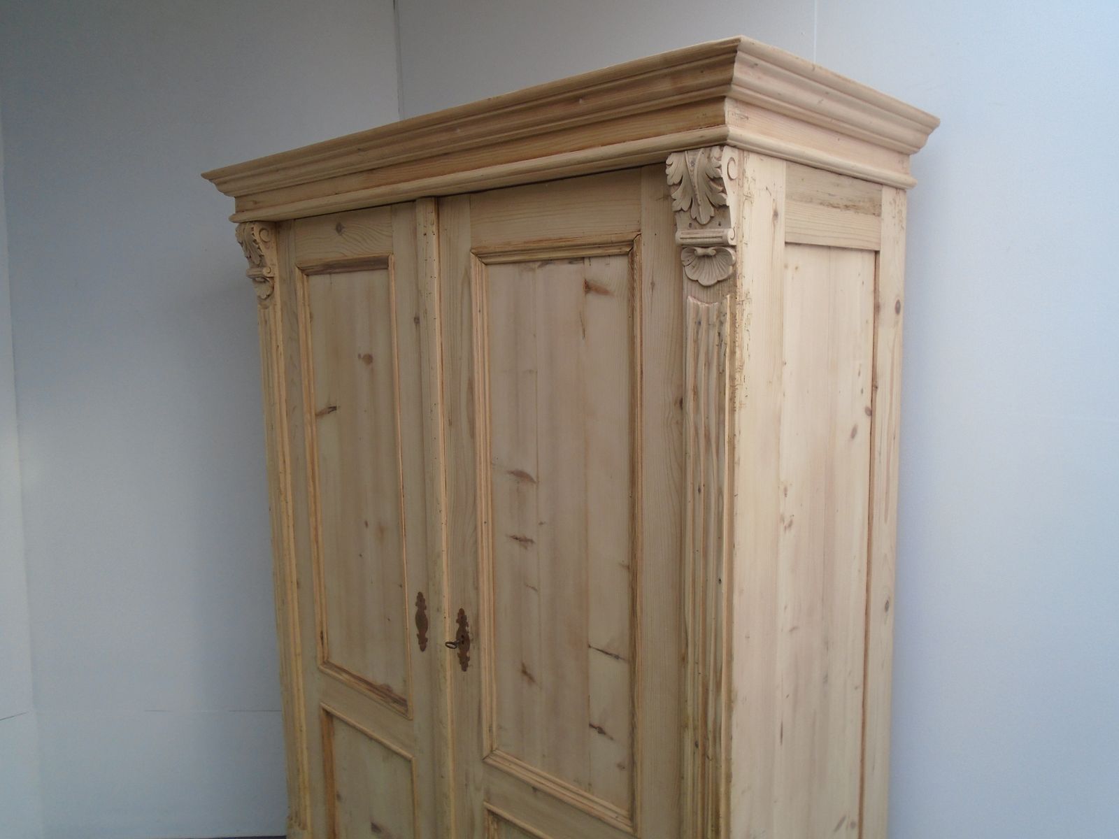 A Victorian Shelved Pine  Knockdown Wardrobe To Wax/Paint photo for sale