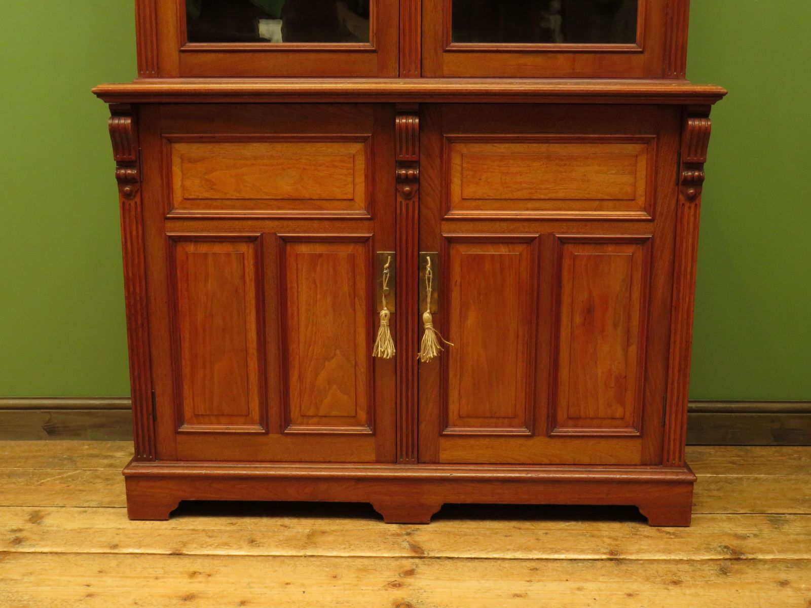 Antique Lockable Two Part Cabinet With Glazed Top photo for sale