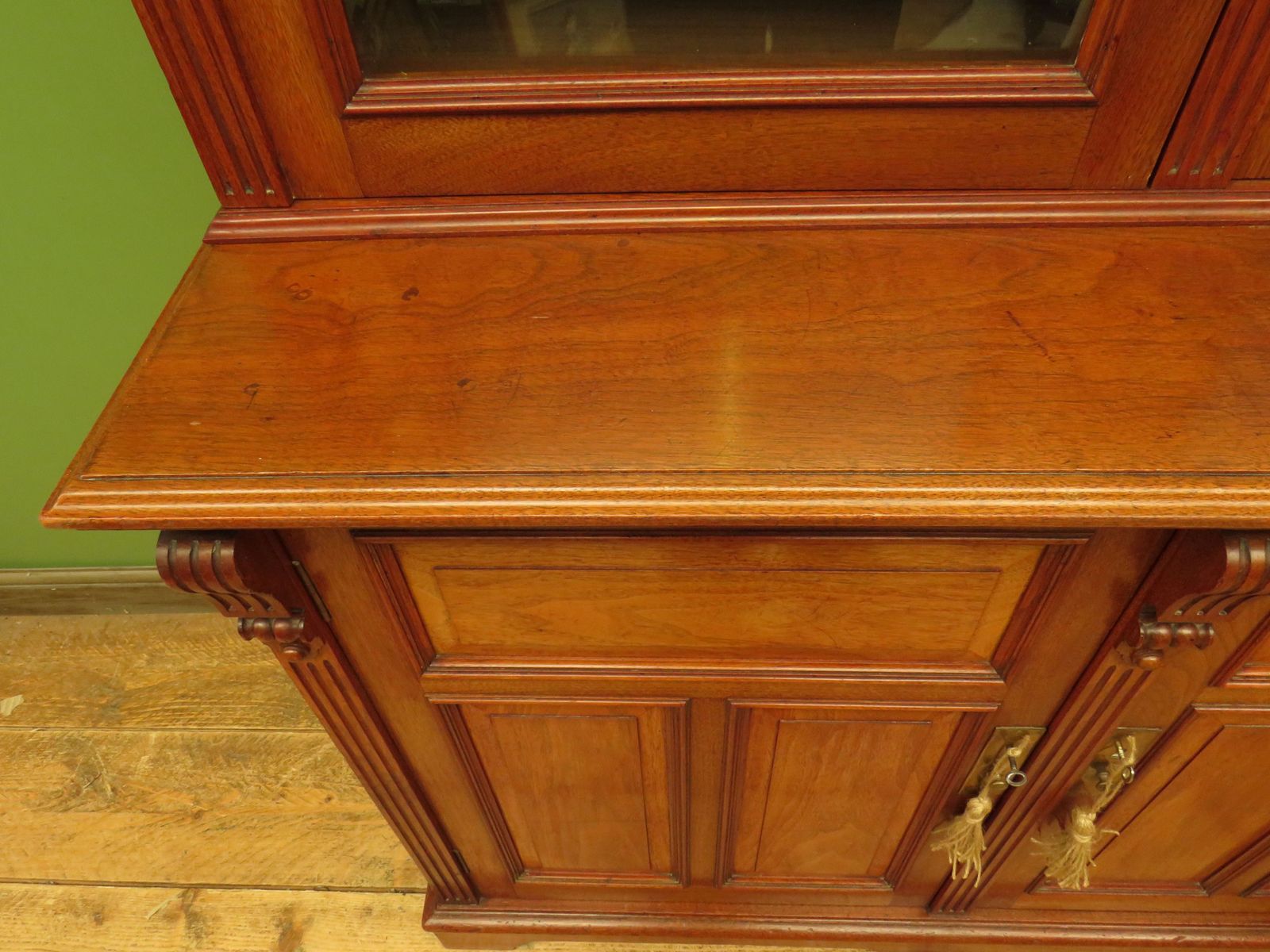 Antique Lockable Two Part Cabinet With Glazed Top photo Furniture
