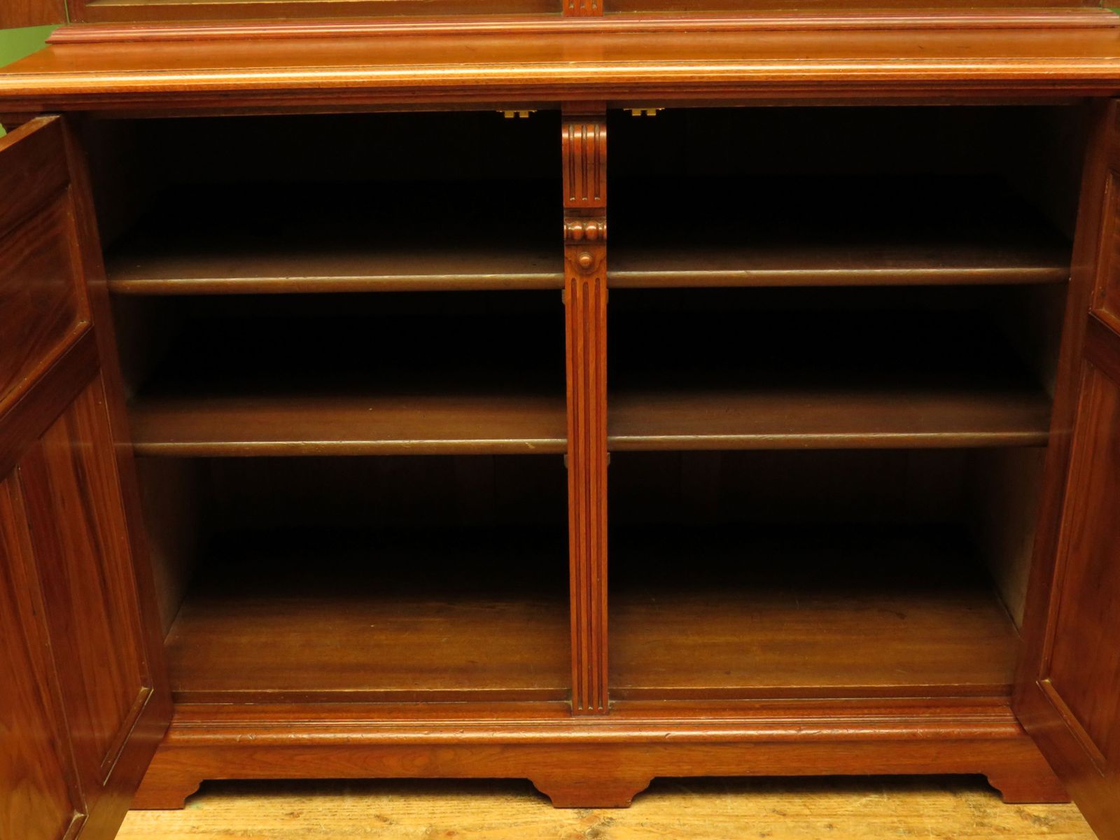 Furniture Antique Lockable Two Part Cabinet With Glazed Top photo