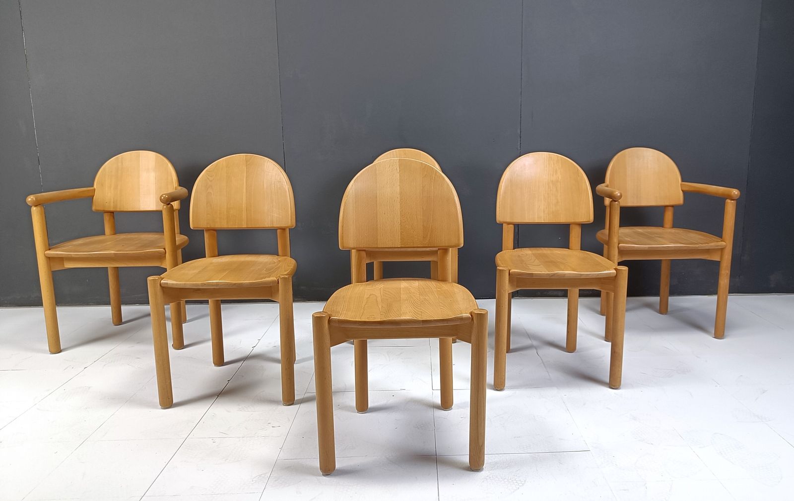Rainer Daumiller Pine Wood Dining Chairs For Hirtshals Savvaerk Set Of 6, 1980s photo furniture