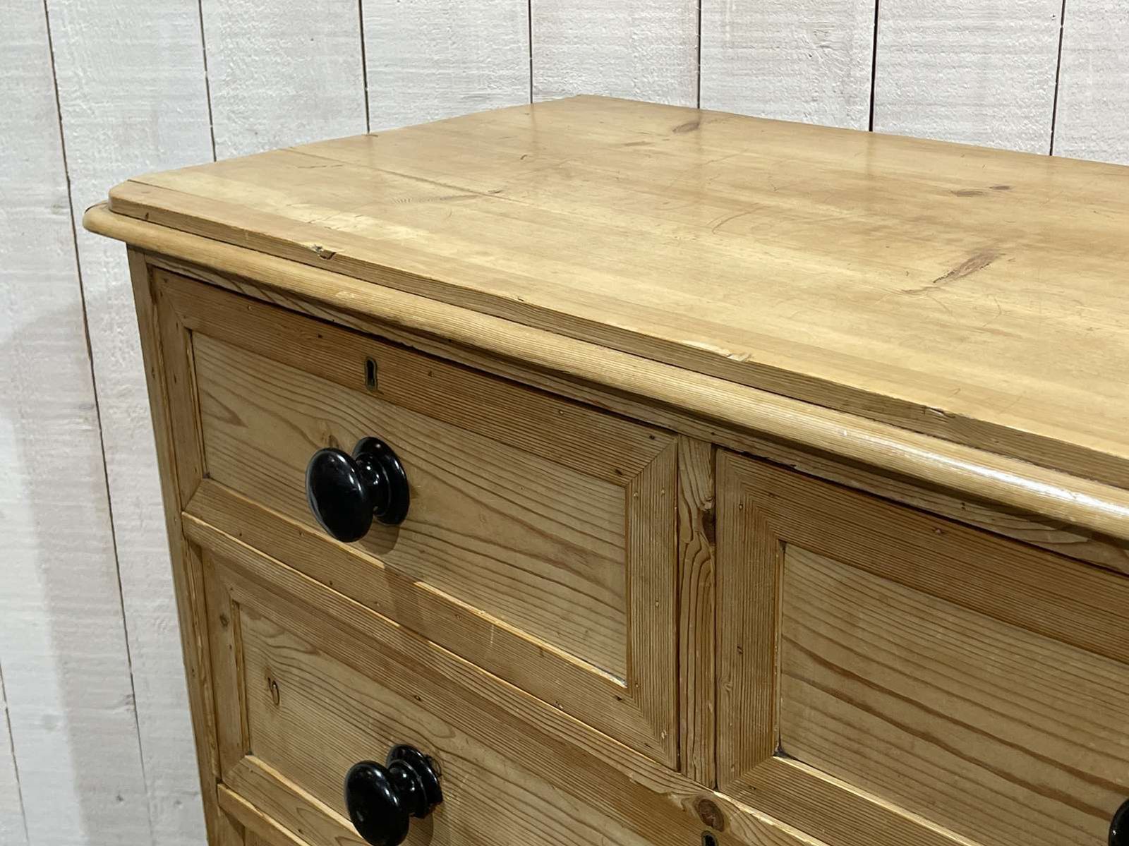 photo for sale 19th Century Victorian Chest Of Drawers In Fir With Blackened Wooden Knobs