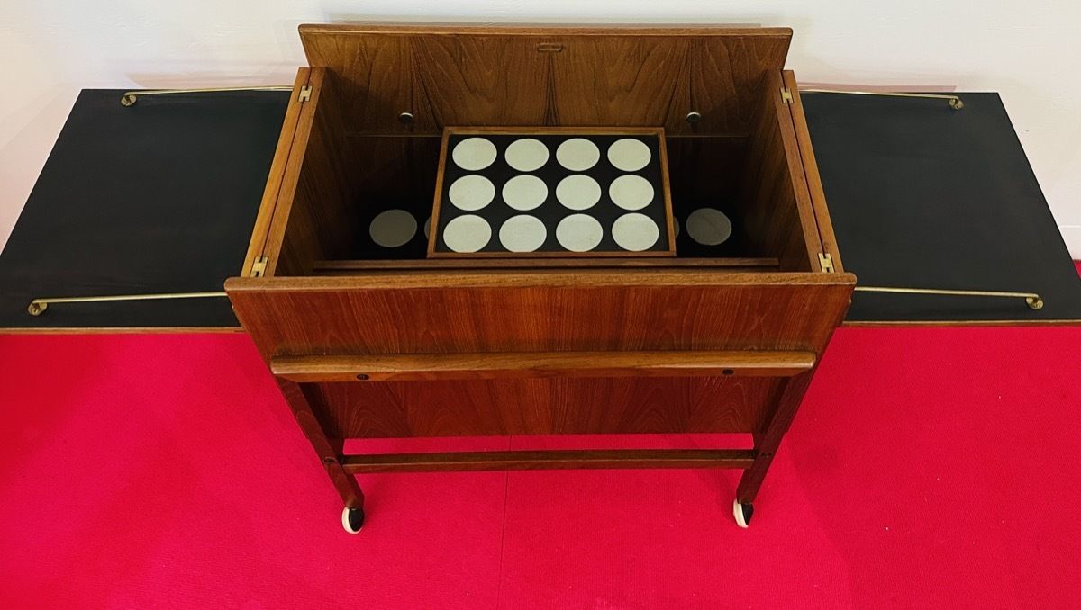 photo furniture 1960s Danish Teak Arrebo Møbler Folding Drinks Cart Trolley By Andreas Hansen