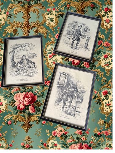 Charles Dickens Trio Or Sketch Etching Prints Micawber Pickwick Uriah Jeep