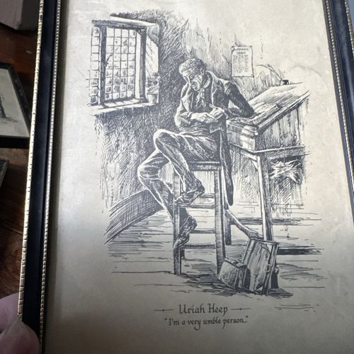 Charles Dickens Trio Or Sketch Etching Prints Micawber Pickwick Uriah Jeep photo for sale