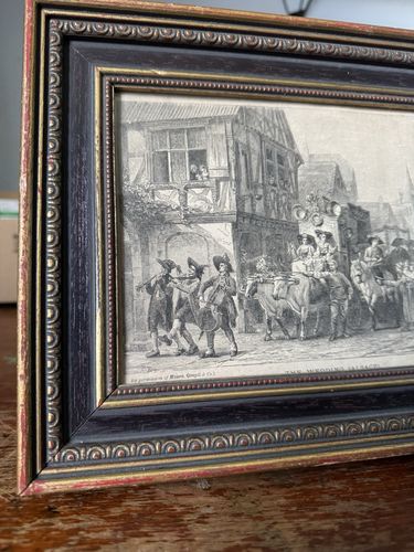 photo buy Engraving Antique The Wedding Alsace Gustav Brion Butterworth Black Gold