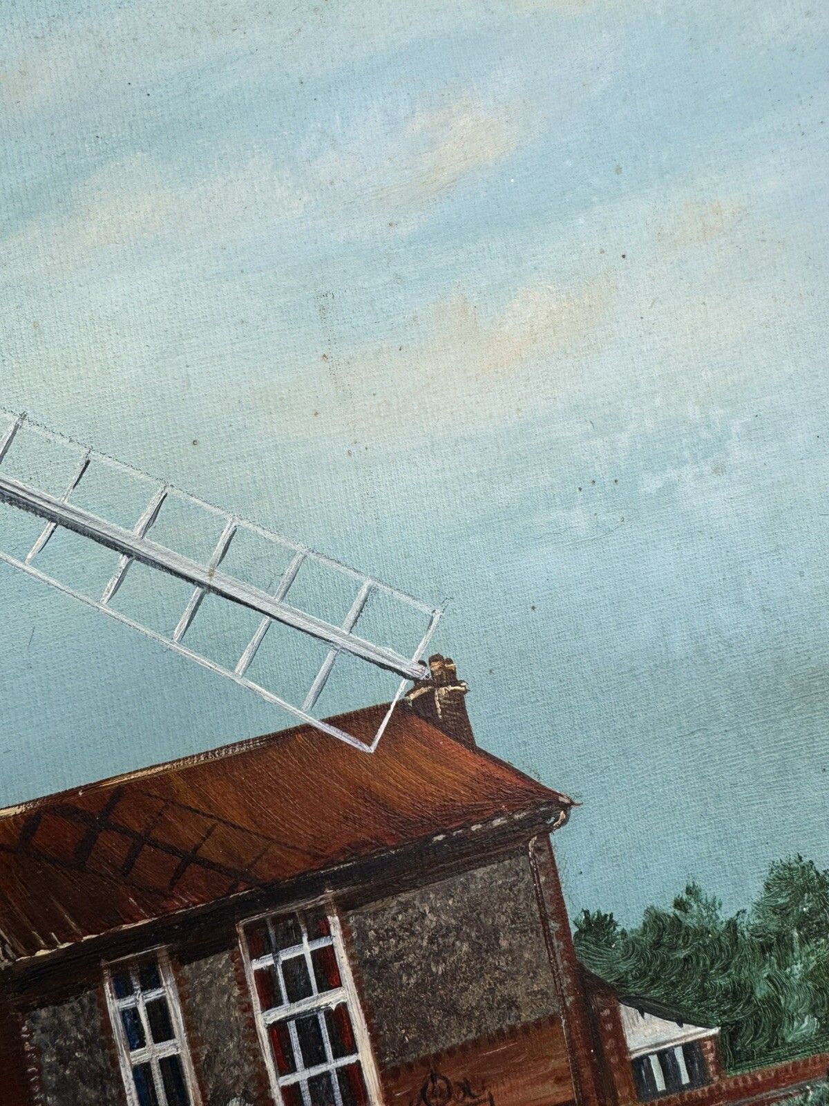 photo furniture Mid Century  1970 Vintage Windmill Oil Paintings Suffolk Norfolk Artworks