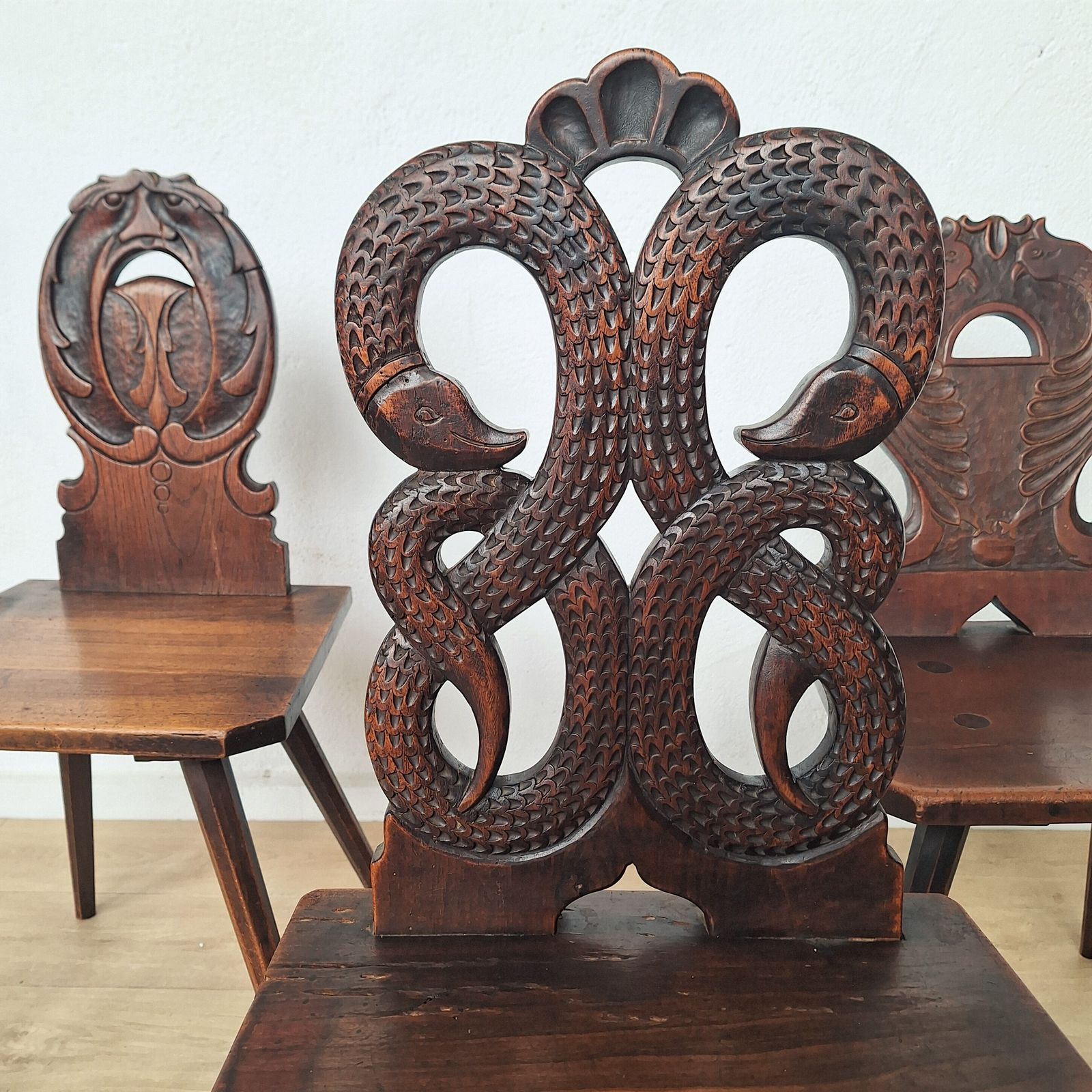 Swiss Alps Folk Art Escabelle Wooden Chair, 1820s photo 1200.0