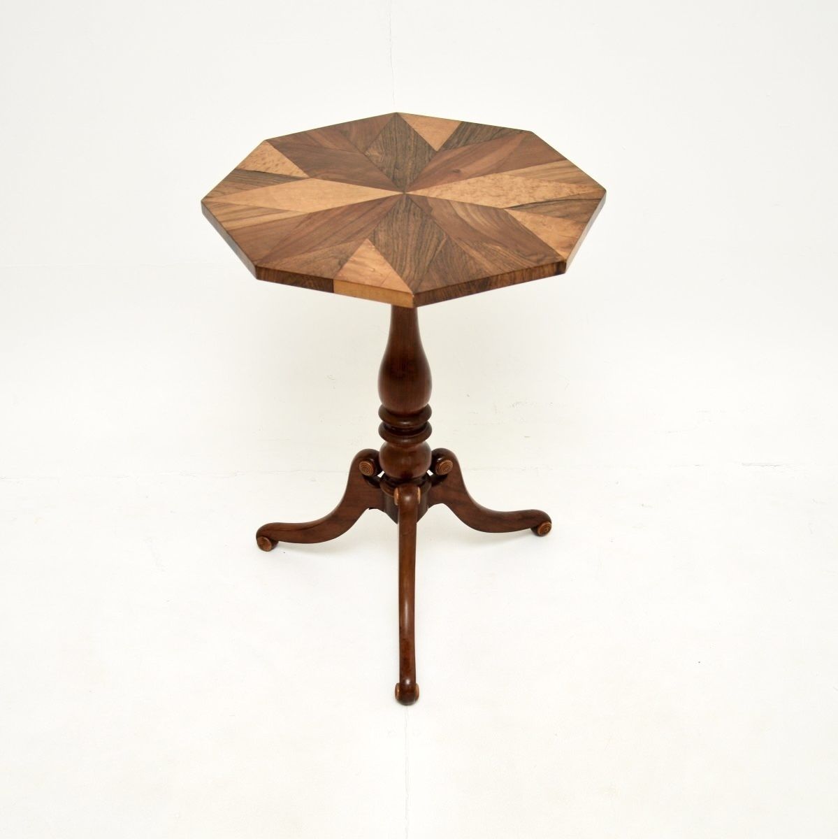 Antique Georgian Inlaid Walnut Snap Top Occasional Table