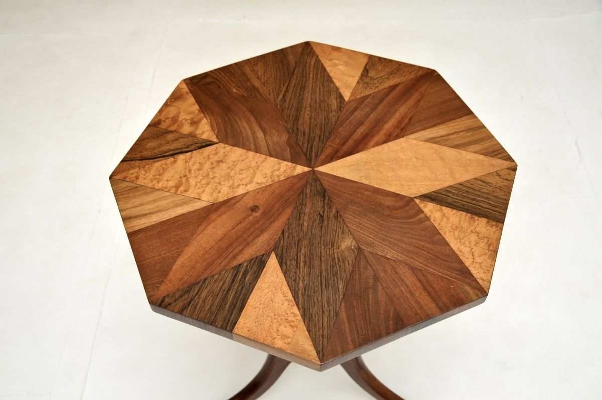 Furniture Antique Georgian Inlaid Walnut Snap Top Occasional Table photo