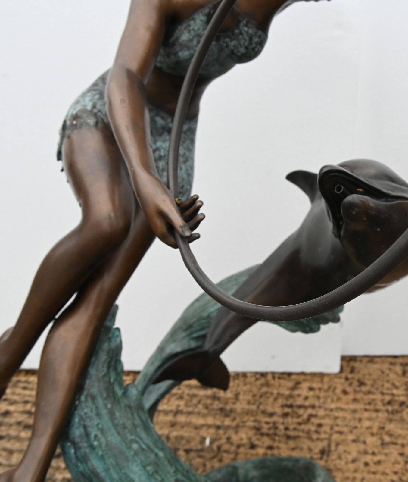 Art Nouveau Bronze Fountain Dolphin Girl Garden Casting photo for sale