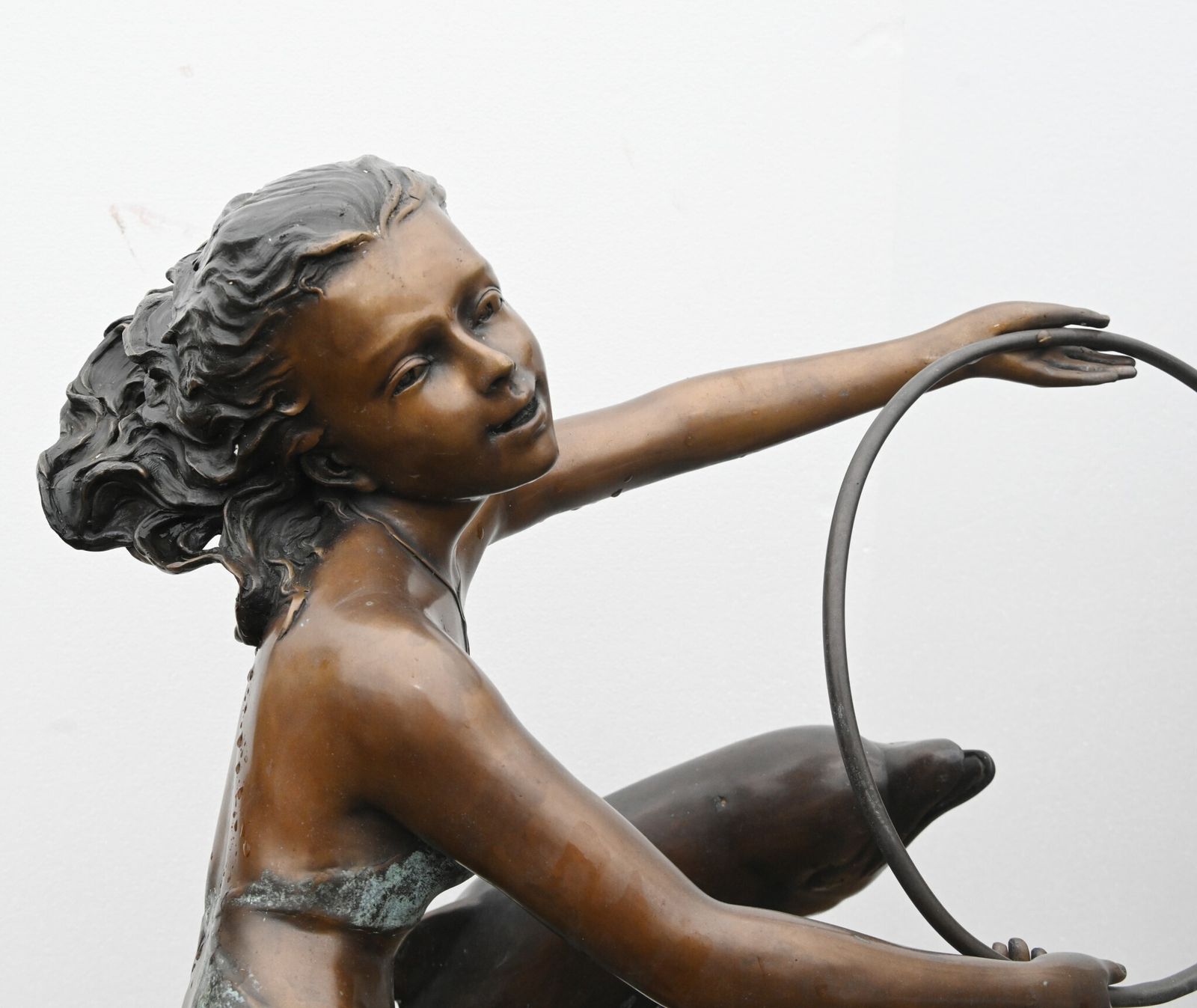 Art Nouveau Bronze Fountain Dolphin Girl Garden Casting photo buy
