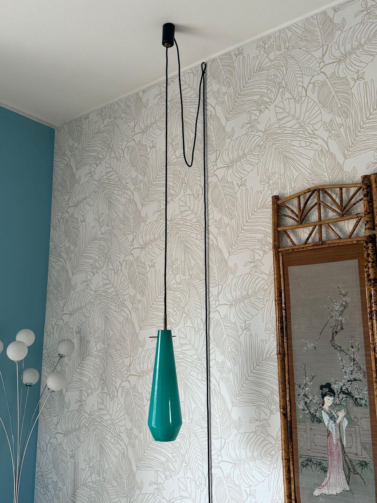 Pair Of Vistosi 1950 Green And Red Pendant Bedside Wall Lamps photo 2009.0