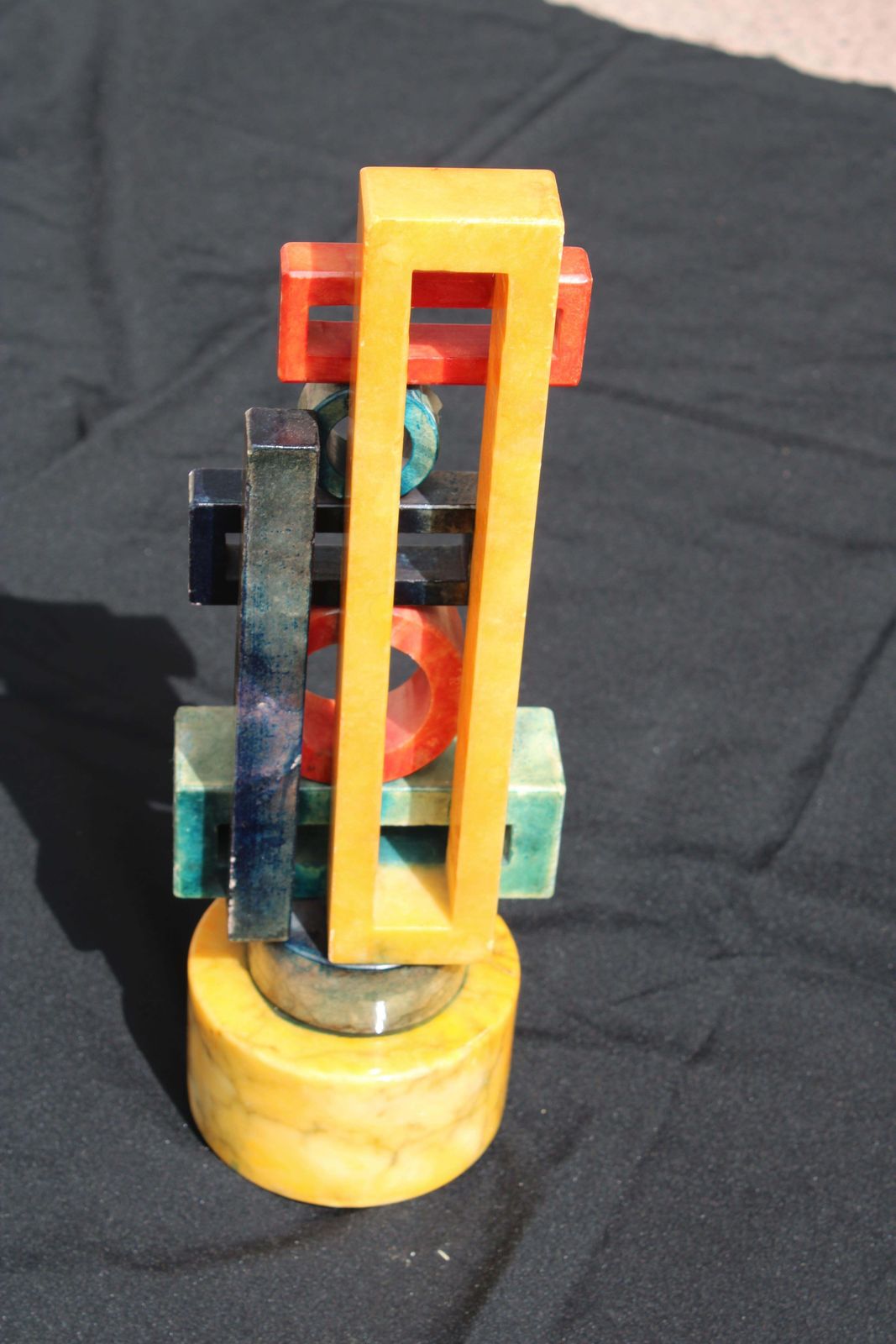 Abstract Colored Marble Sculpture Italy 1960 Geometric Figures photo for sale