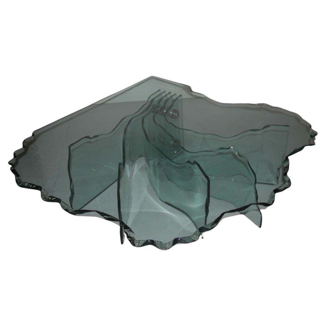 Sheel Danny Lane Coffee Table For Fiamm 1980 Thick Crystal