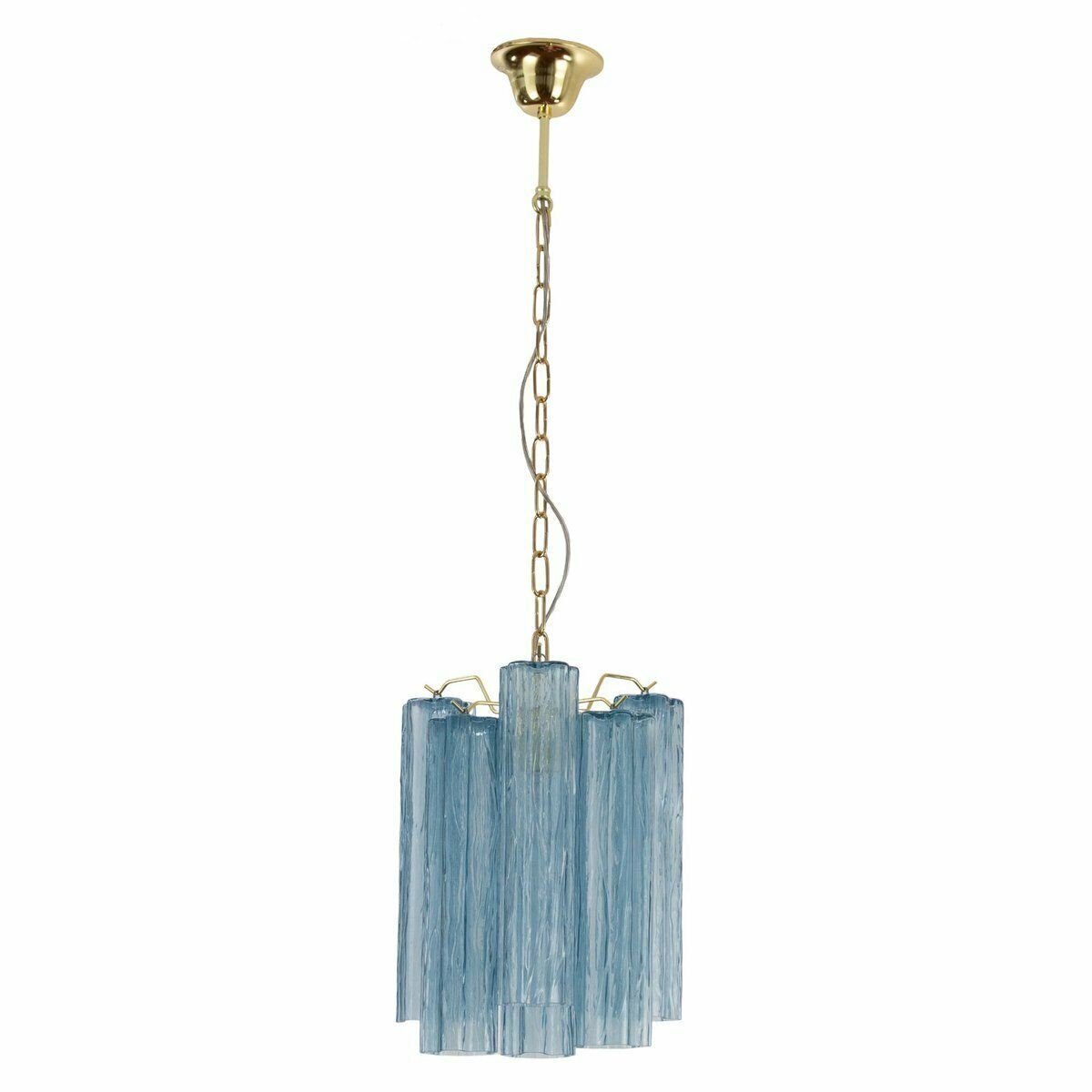 Tronchi Pendant Lamp In Blue Murano Glass, Vintage Style