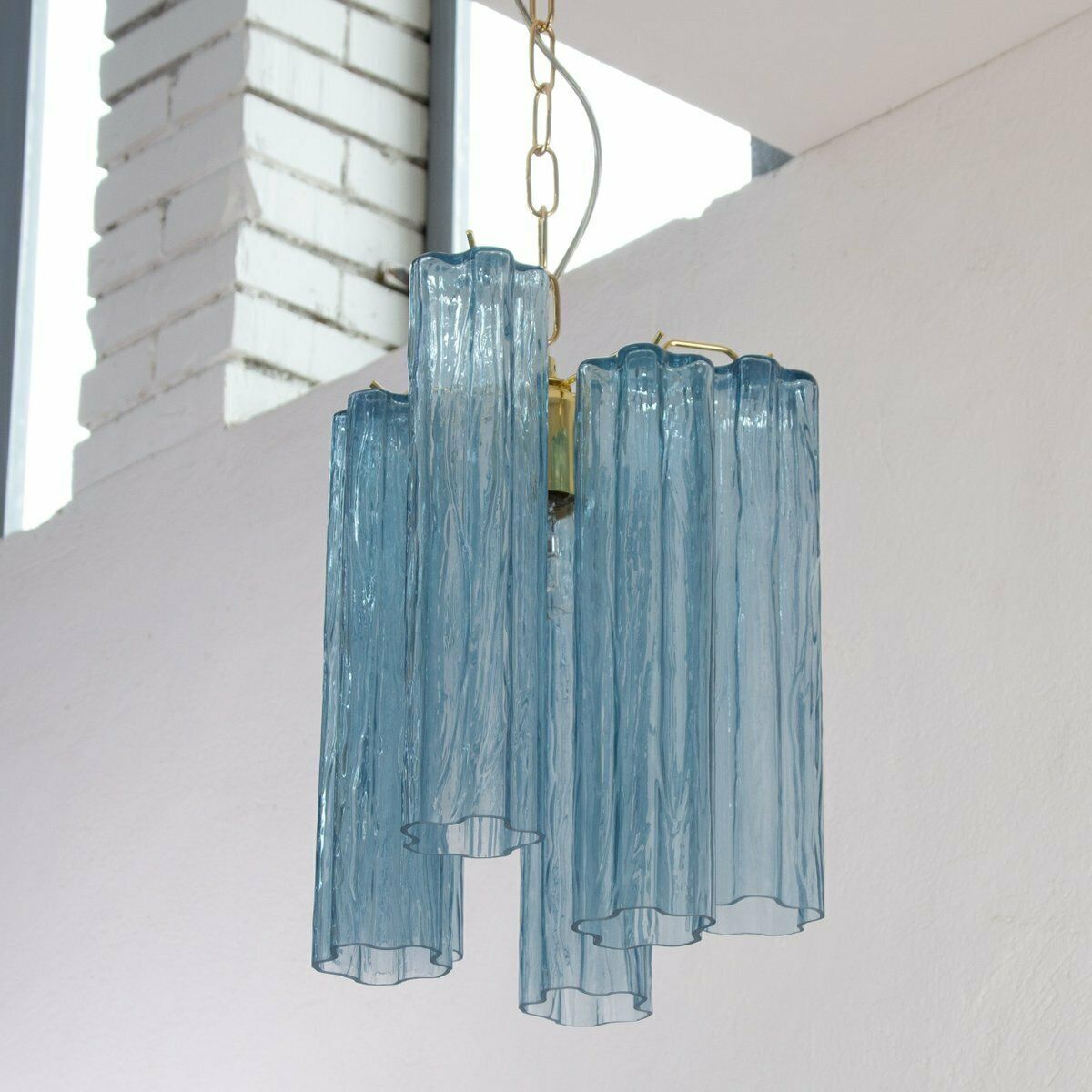 Tronchi Pendant Lamp In Blue Murano Glass, Vintage Style photo vintage