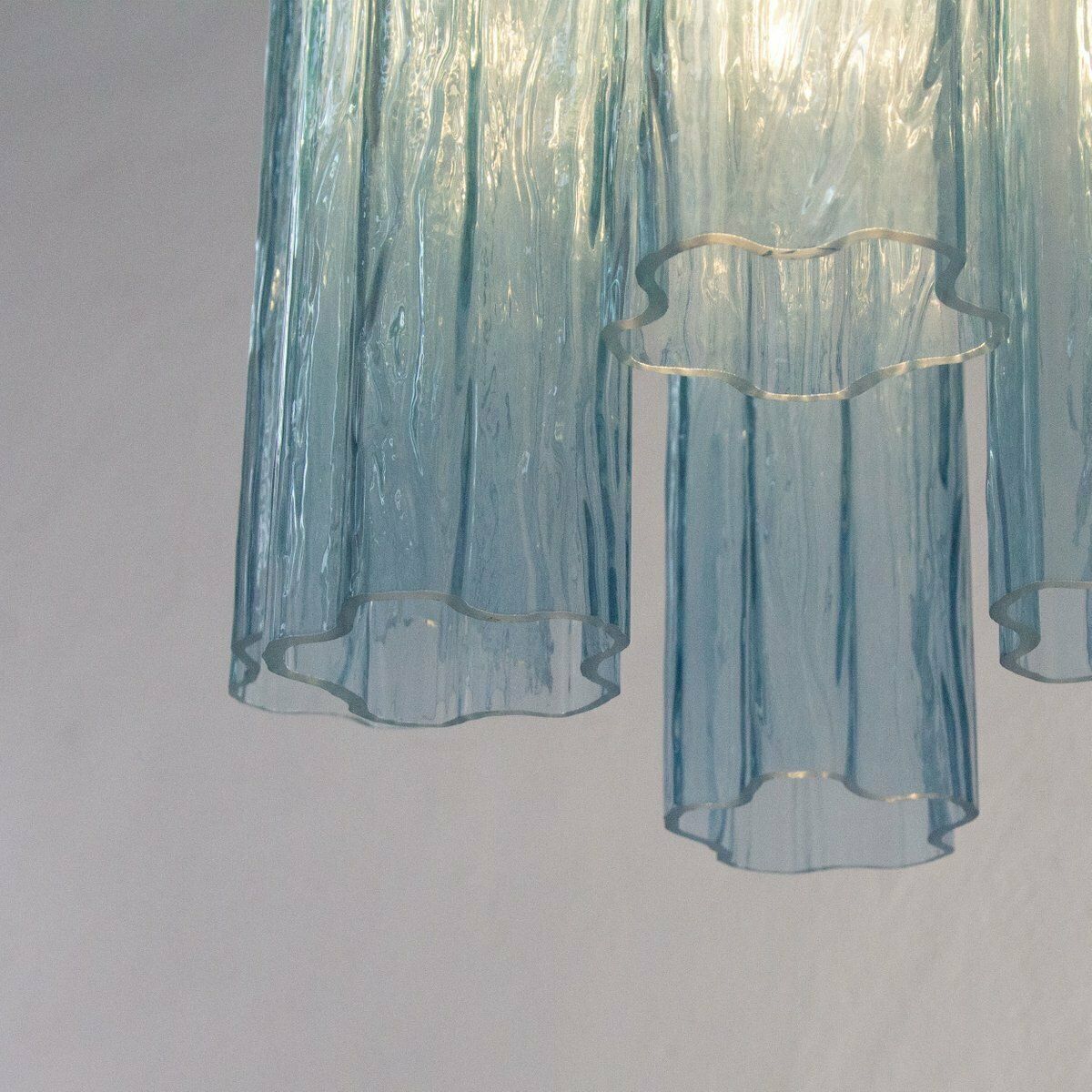 photo for sale Tronchi Pendant Lamp In Blue Murano Glass, Vintage Style
