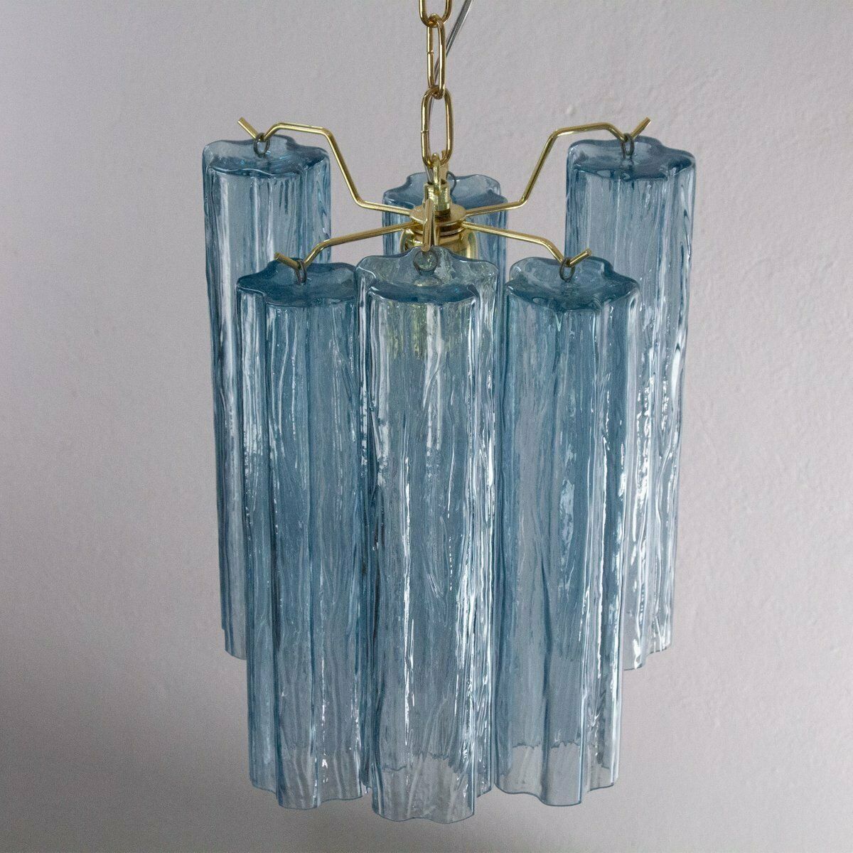 Lighting Tronchi Pendant Lamp In Blue Murano Glass, Vintage Style photo