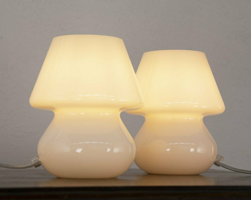Italian Murano Glass Mushroom Lamps, 1990s, Set Of 2 photo Lighting