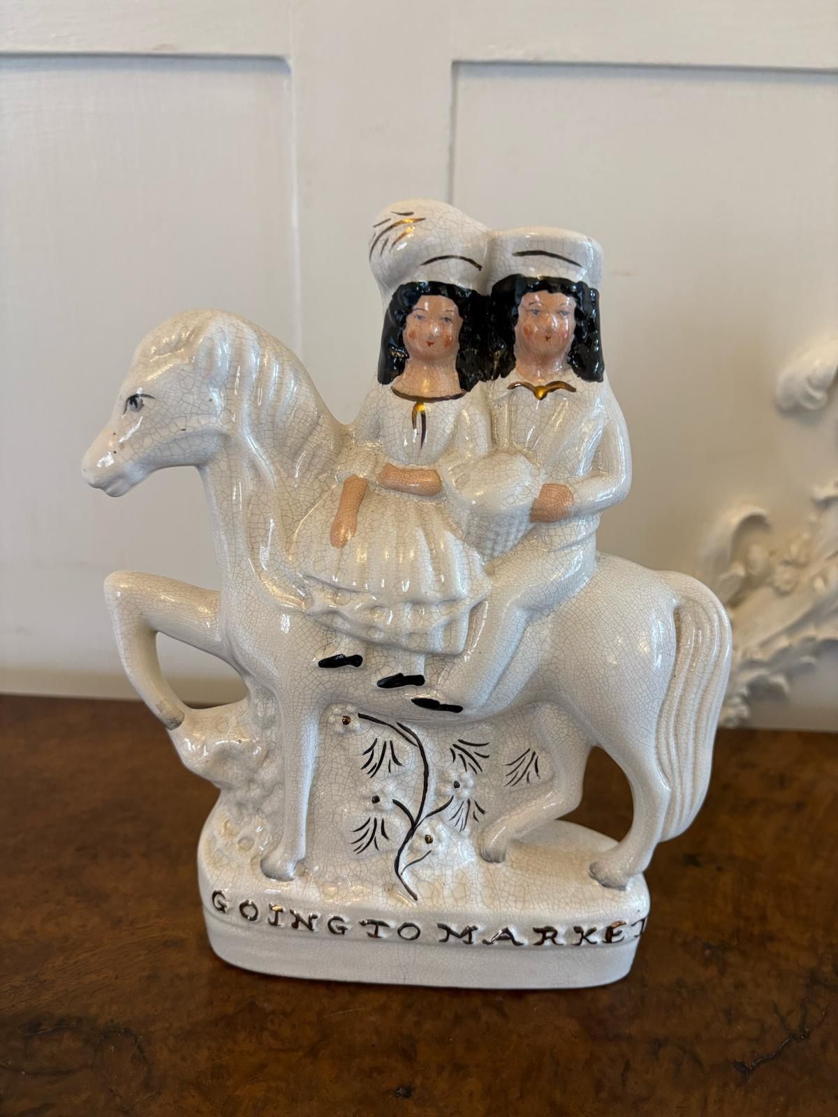 Pair Of Antique Staffordshire Flat Back Figures On Horseback photo buy