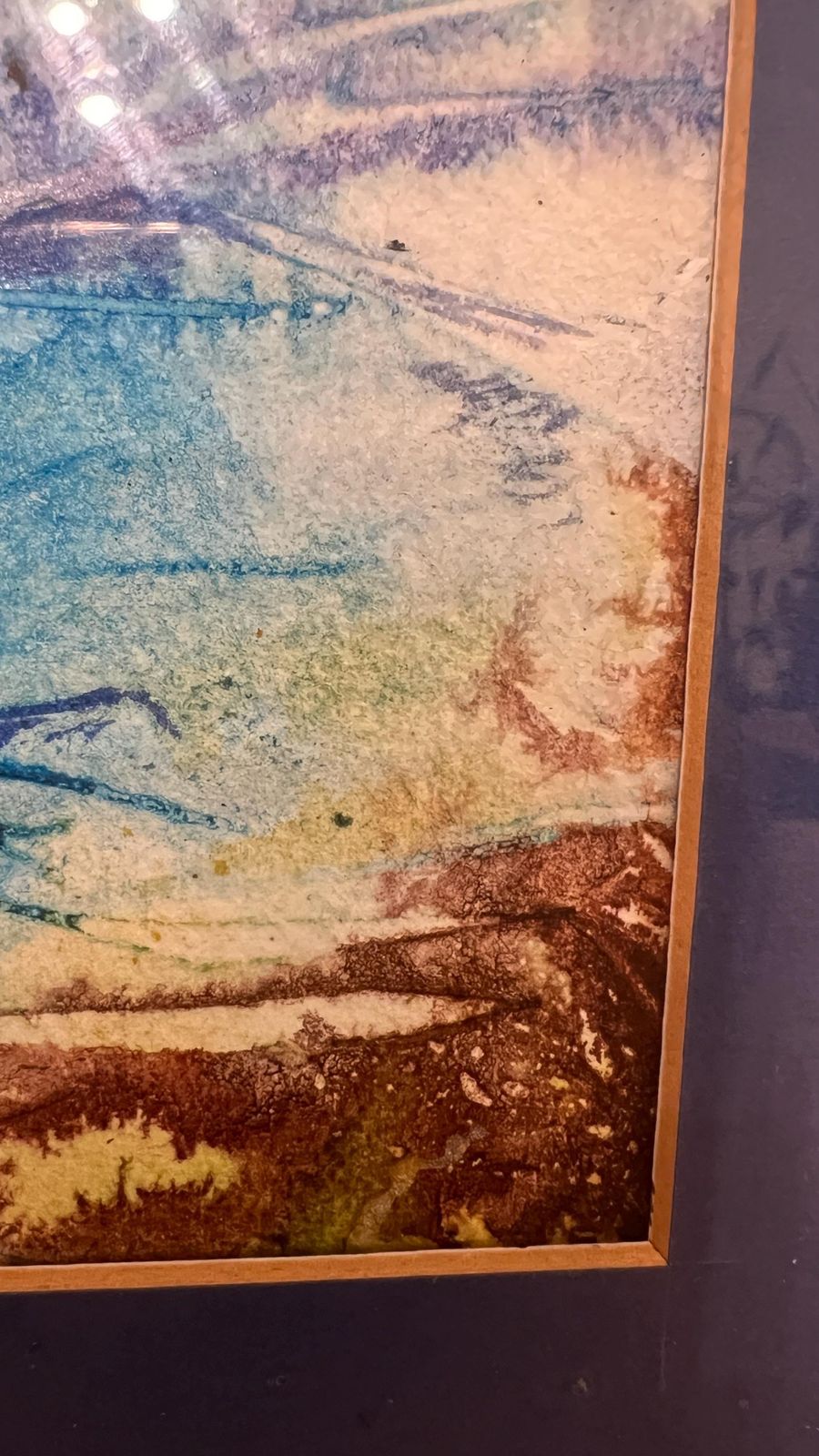 Framed Abstract Ink Artwork By Gill Clarke – Blue & Purple Tones photo 69.0