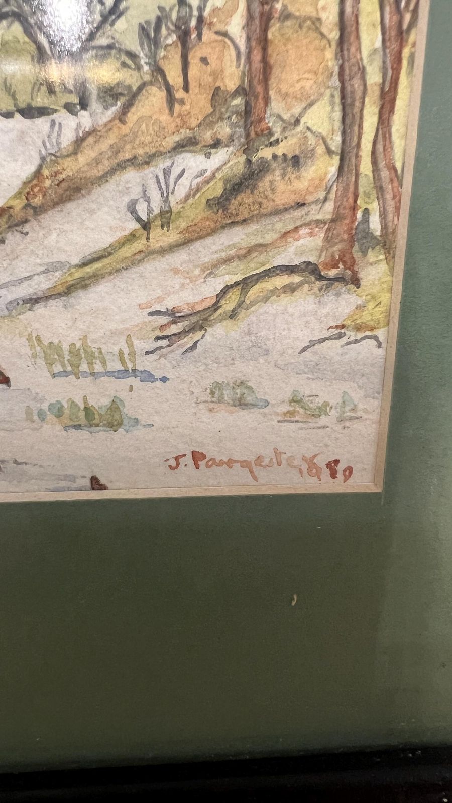 Signed 1959 Mid Century Watercolour Drawing – Pheasants In The Snow photo for sale