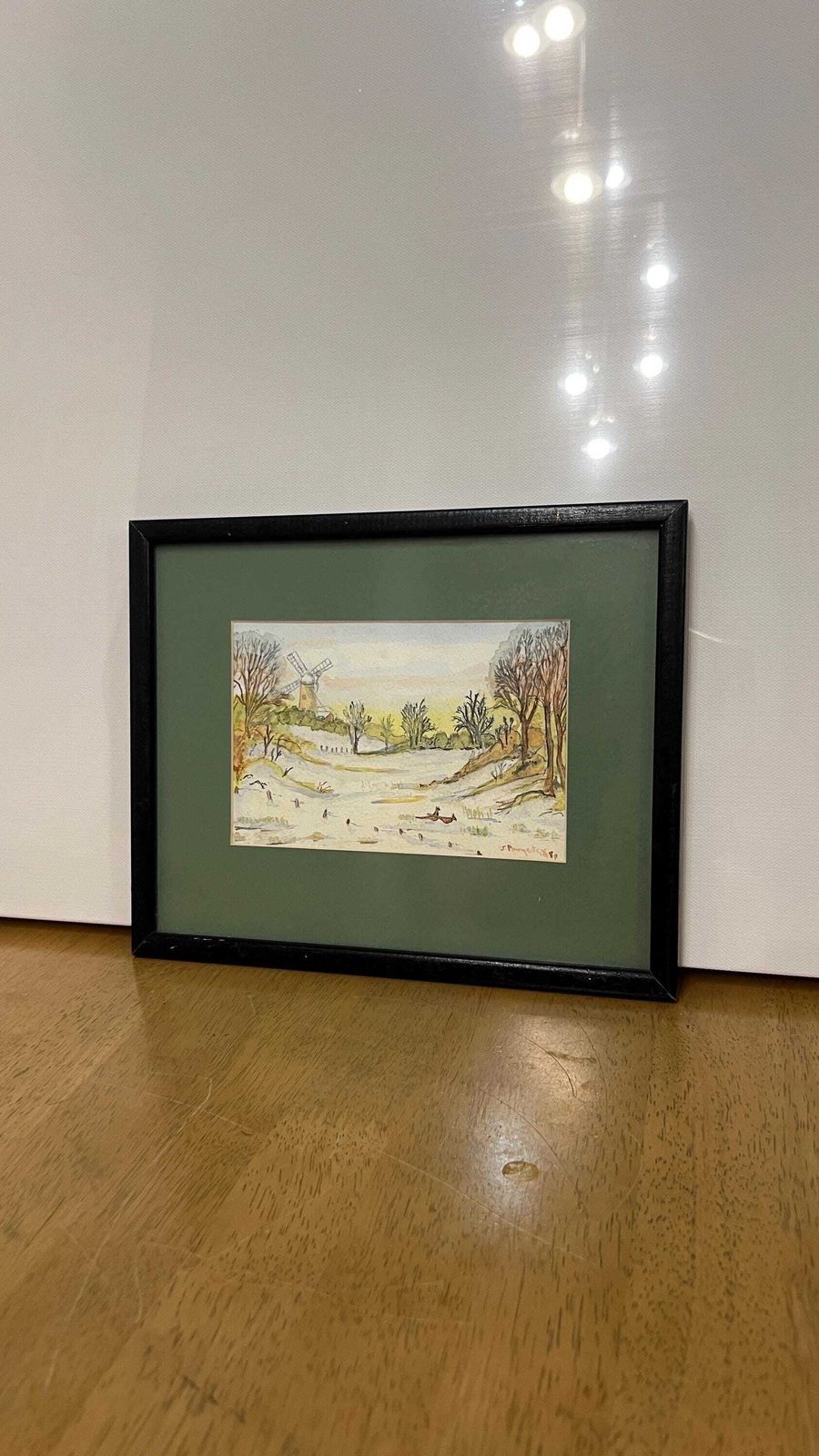 photo for sale Signed 1959 Mid Century Watercolour Drawing – Pheasants In The Snow