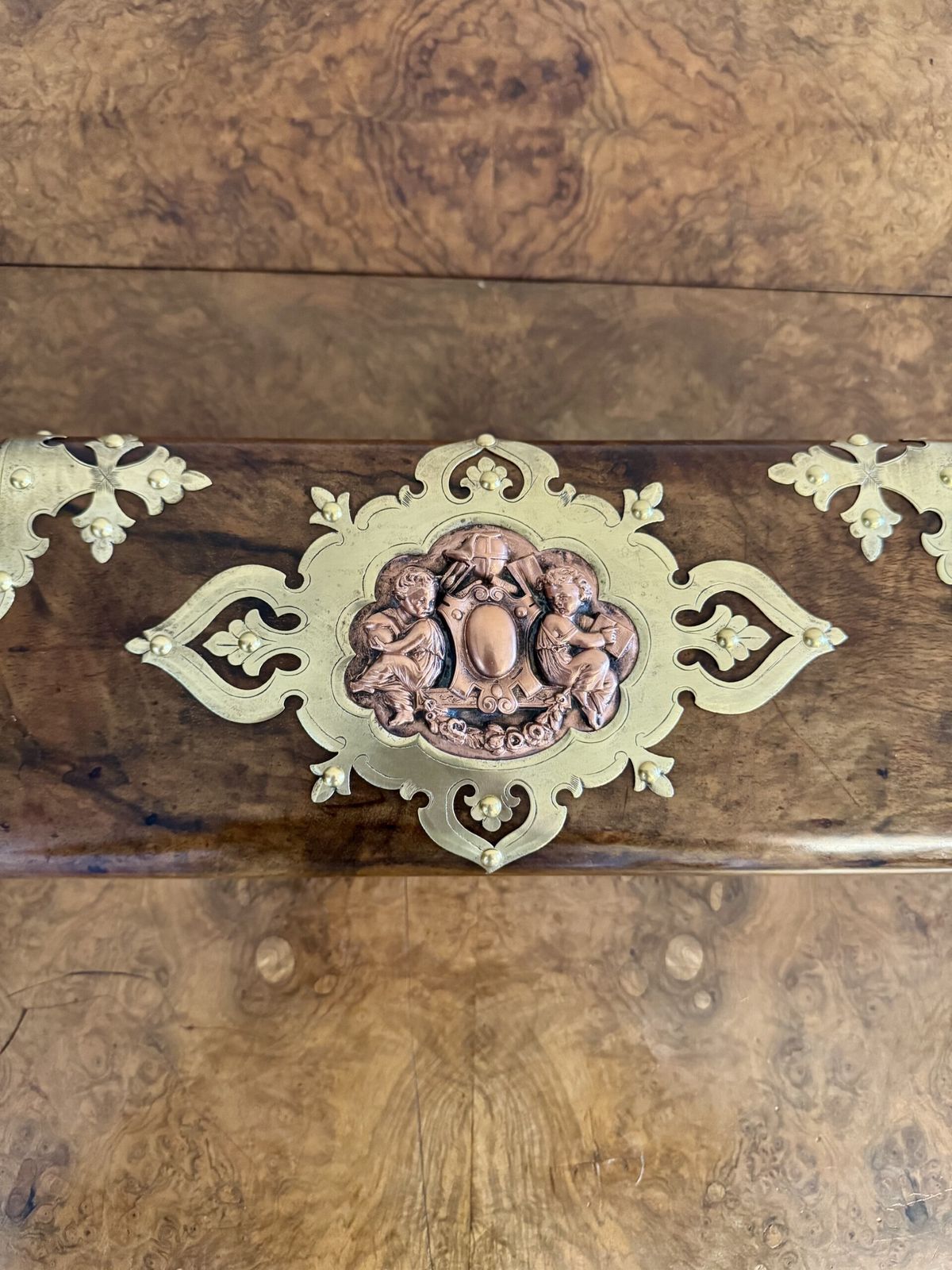 Outstanding Quality Antique Burr Walnut And Brass Mounted Jewellery Box photo buy
