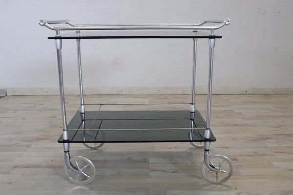 Chromed Metal And Glass Drinks Trolley, 1980s photo vinterior