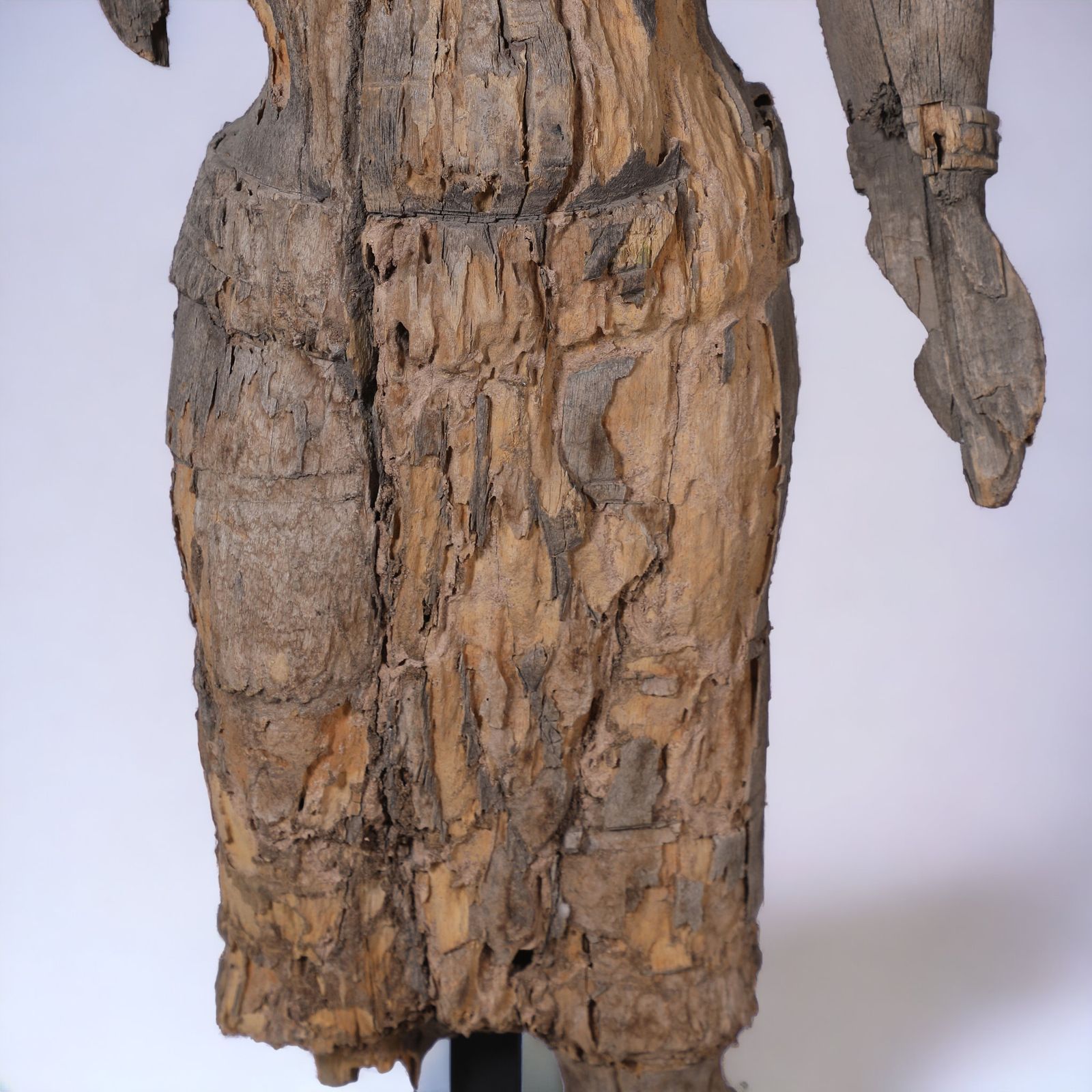 19th Century Hand Carved Indian King Sculpture | Antique Teakwood Figure On Iron Stand From Rajasthan photo vinterior