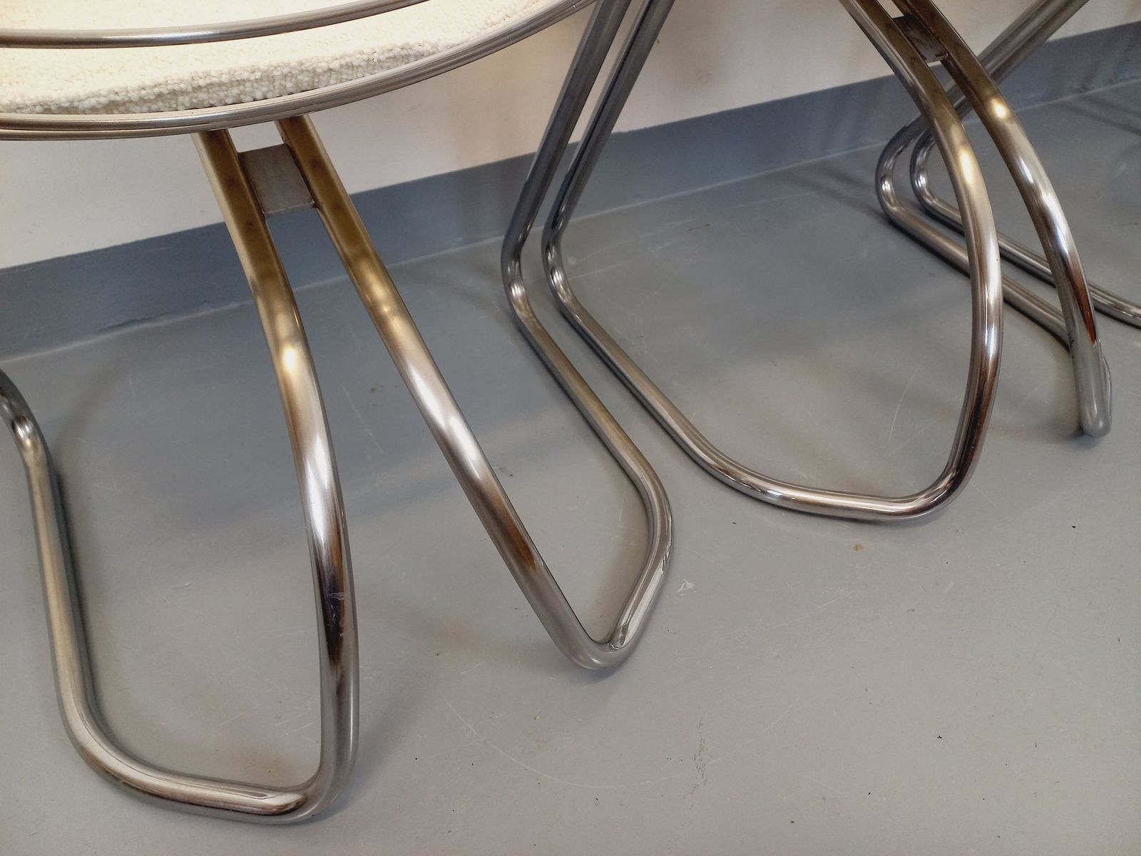 4 Italian Gastone Rinaldi Chairs In Chromed Metal photo vintage