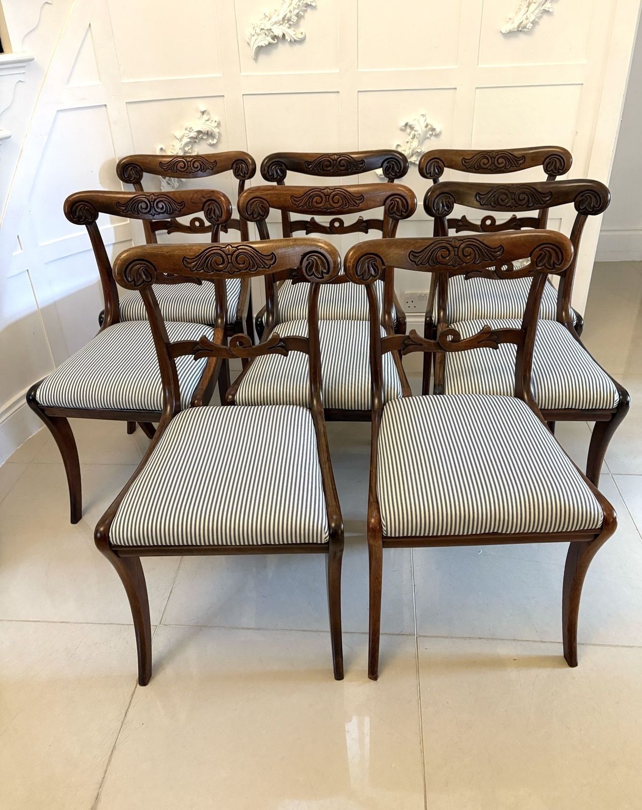 Outstanding Quality Set Of 8 Antique Carved Rosewood Dining Chairs photo buy