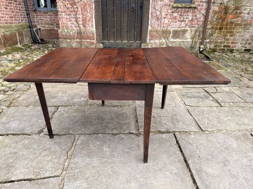 Furniture English Original Antique Oak Drop Leaf  Plank Kitchen Dining Table C 1700's photo