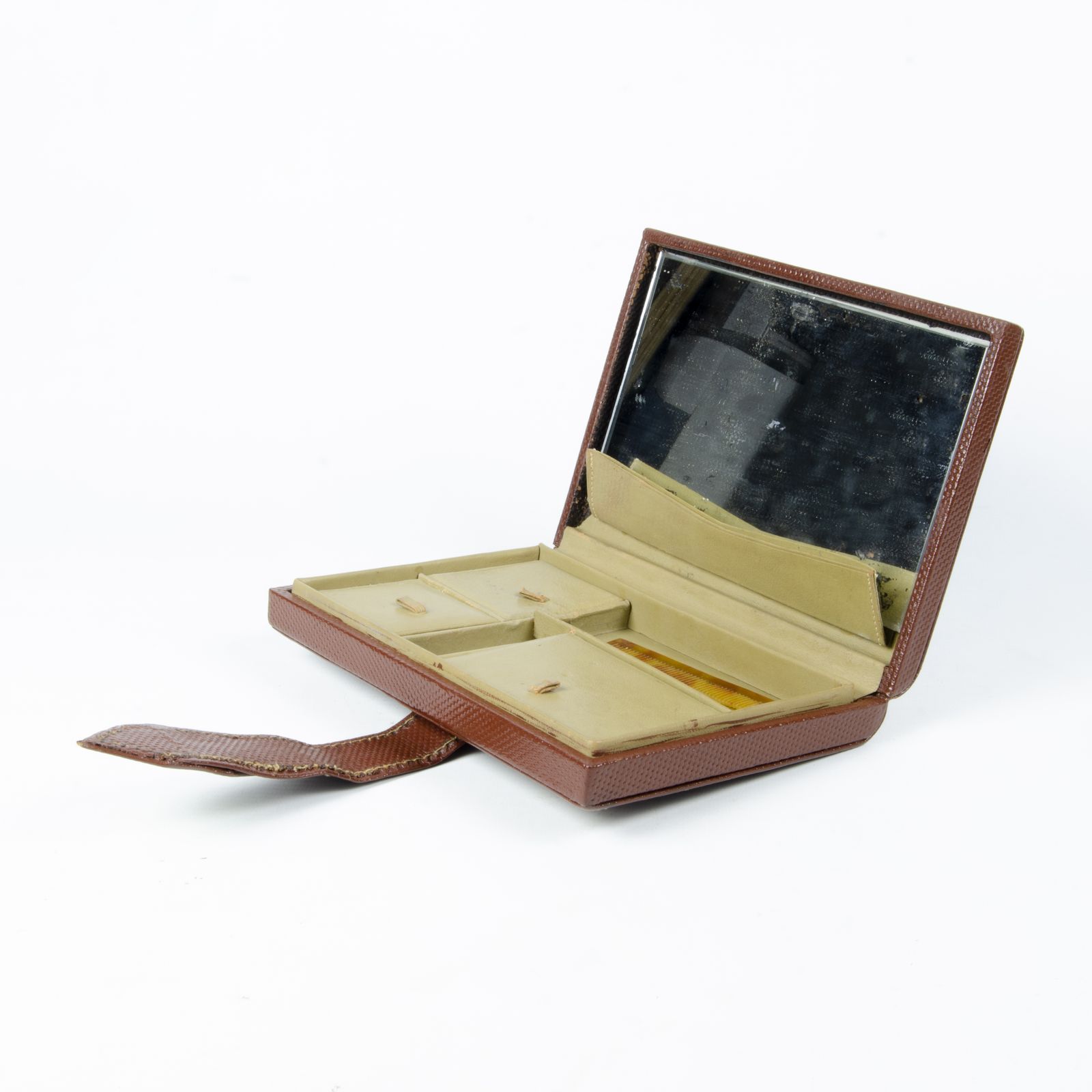 Mid 20th Century Modern Compact Leather Makeup/Vanity Wallet With Mirror By Hermès Paris, France photo vinterior