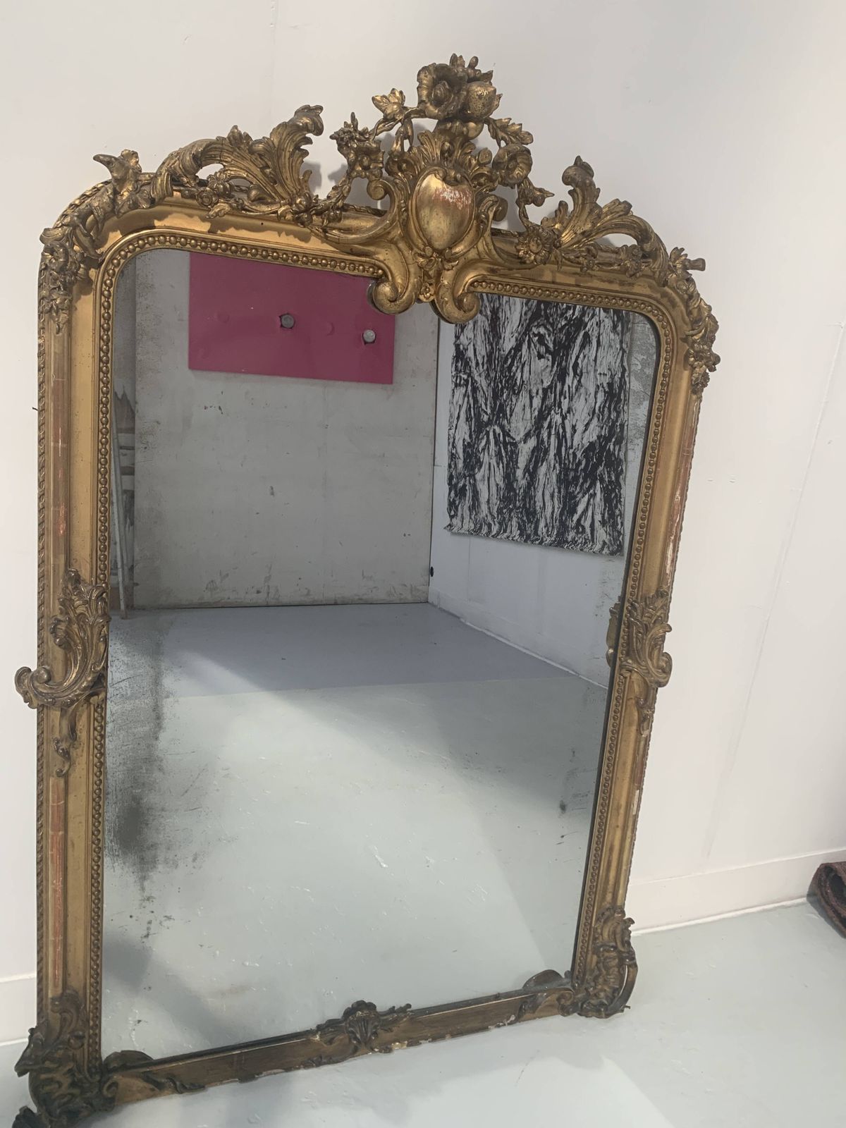 Louis XV Style Mirror In Wood And Gilded Stucco, 19th Century photo furniture