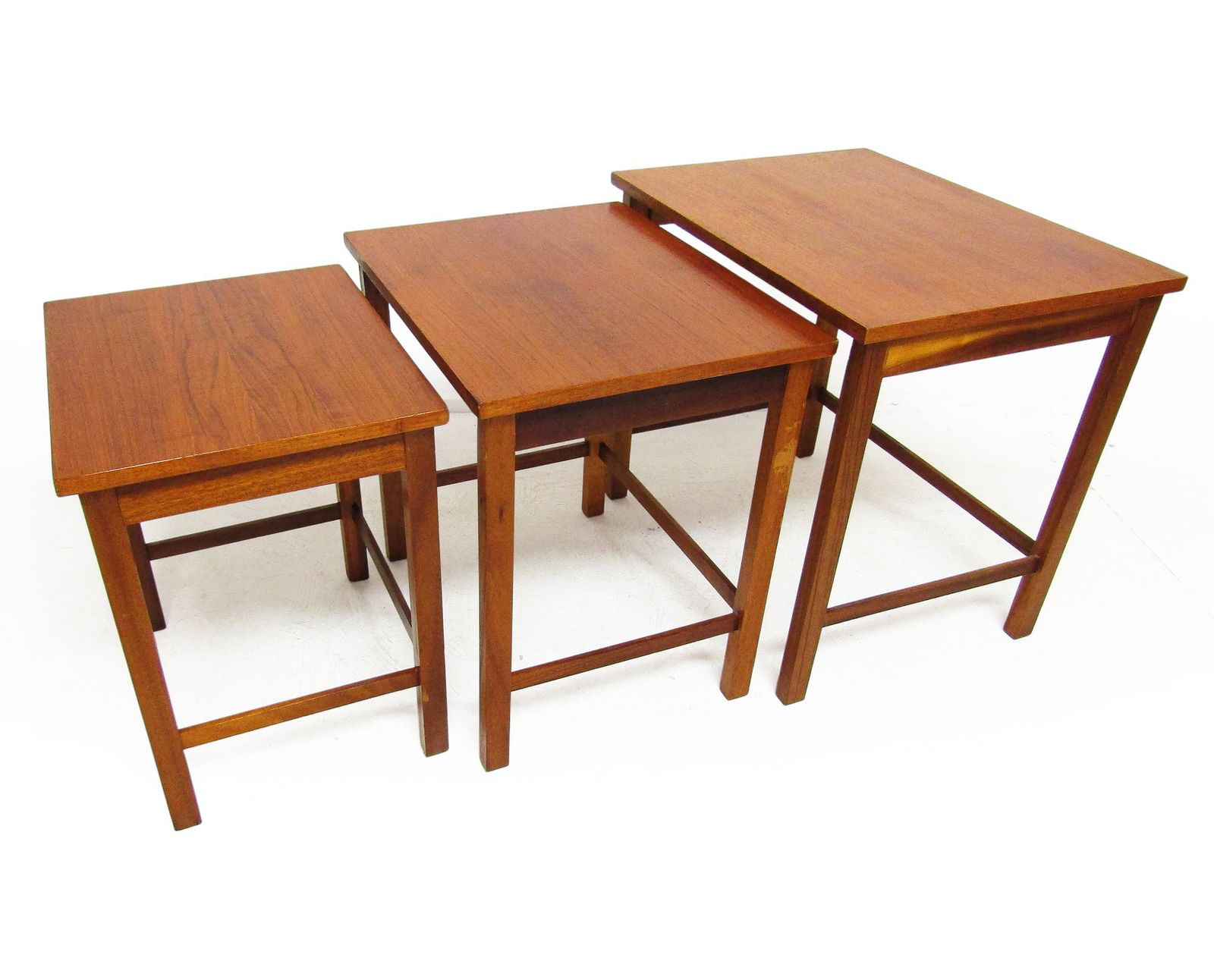 Set Of 3 1960s Teak Nesting Tables. Danish Style Of Peter Hvidt photo for sale