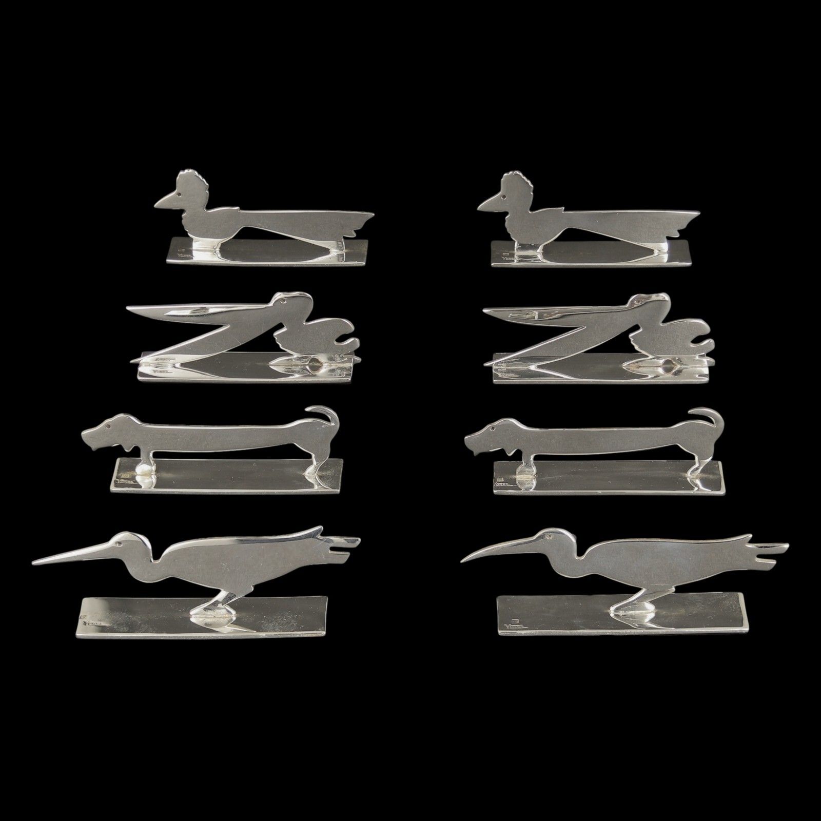 French Silver Plate Yorel Design Set Of 8 Animal Knife Rests