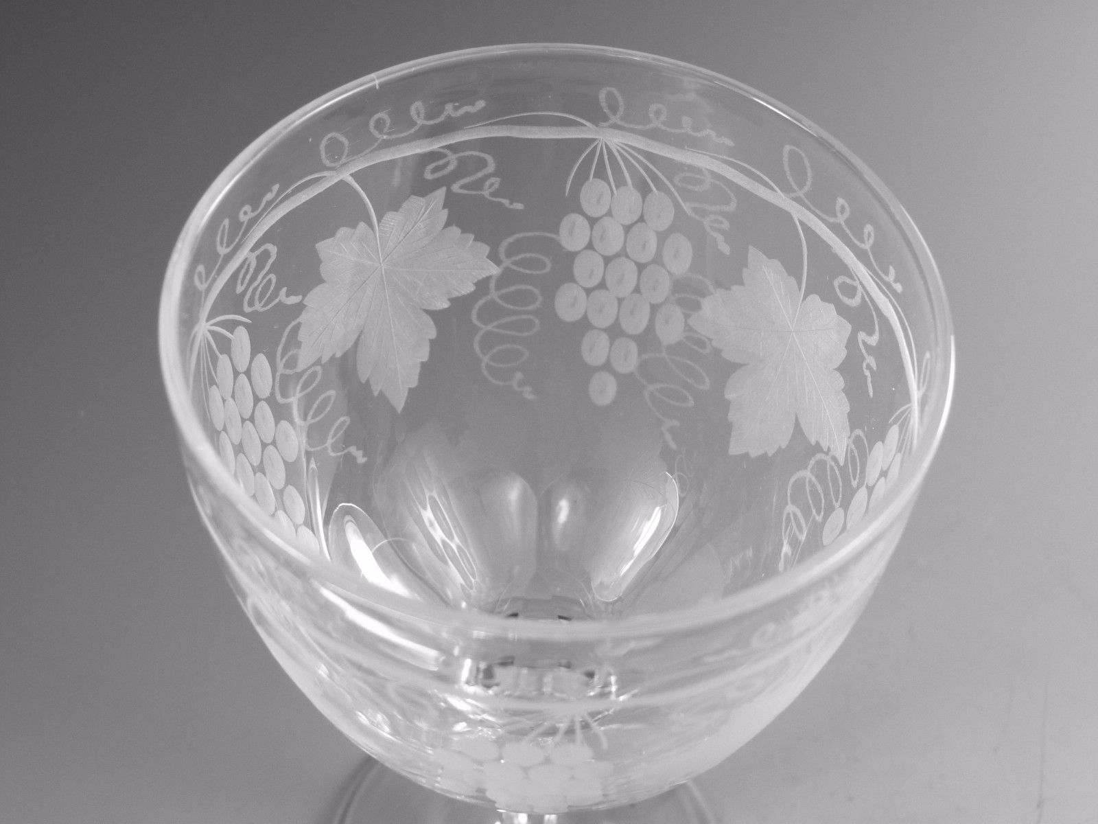 Antique Wine Large Wine Glass / Glasses Fruiting Vine Pattern Set Of 3 photo for sale