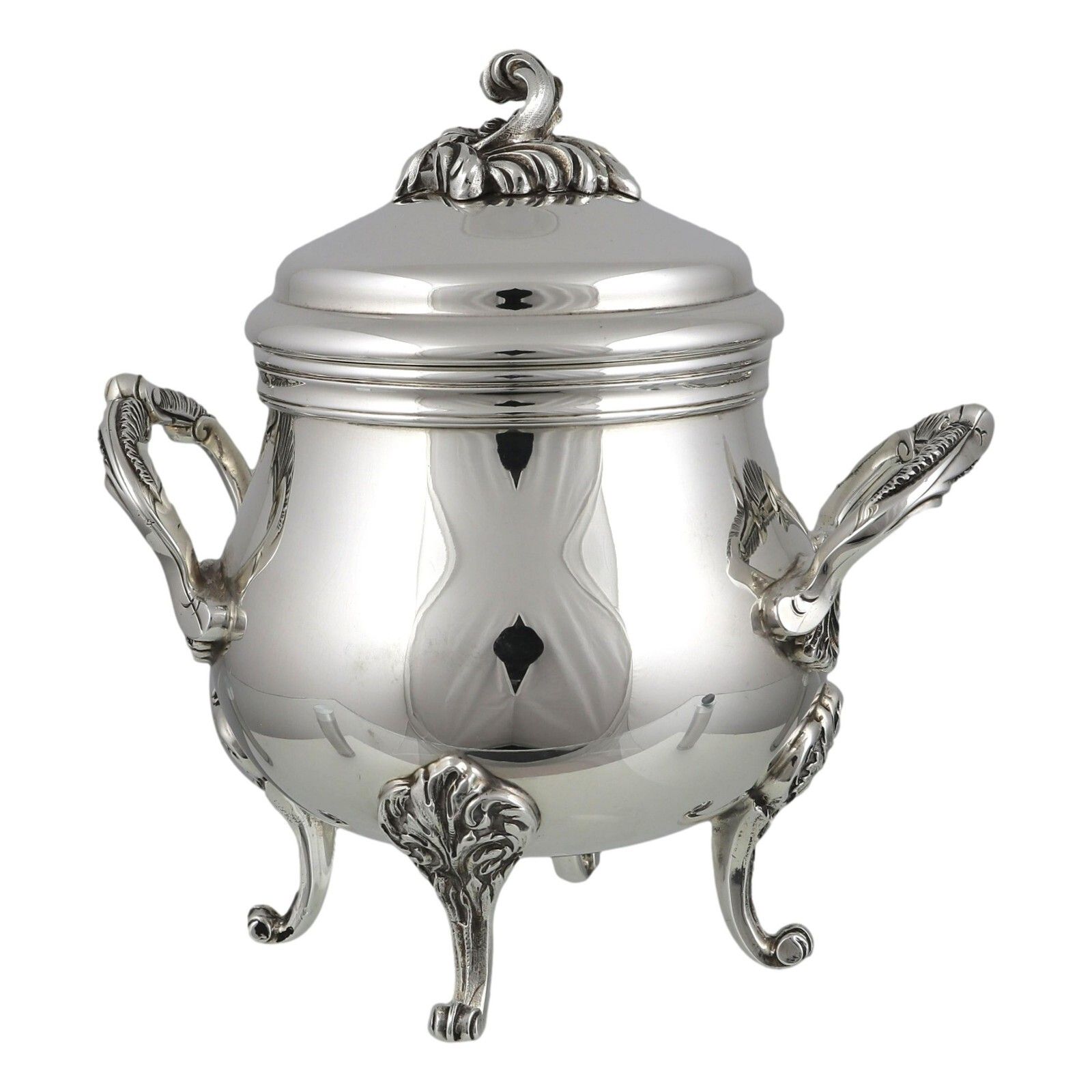 Christofle Silver Plate Marly / Pompadour Pattern Lidded Sugar Bowl 5 1/2"