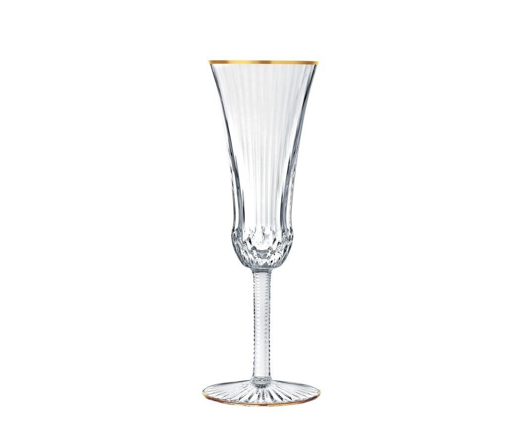 St Louis Crystal Apollo Gold Design Champagne Flute Glass / Glasses 7 1/2"
