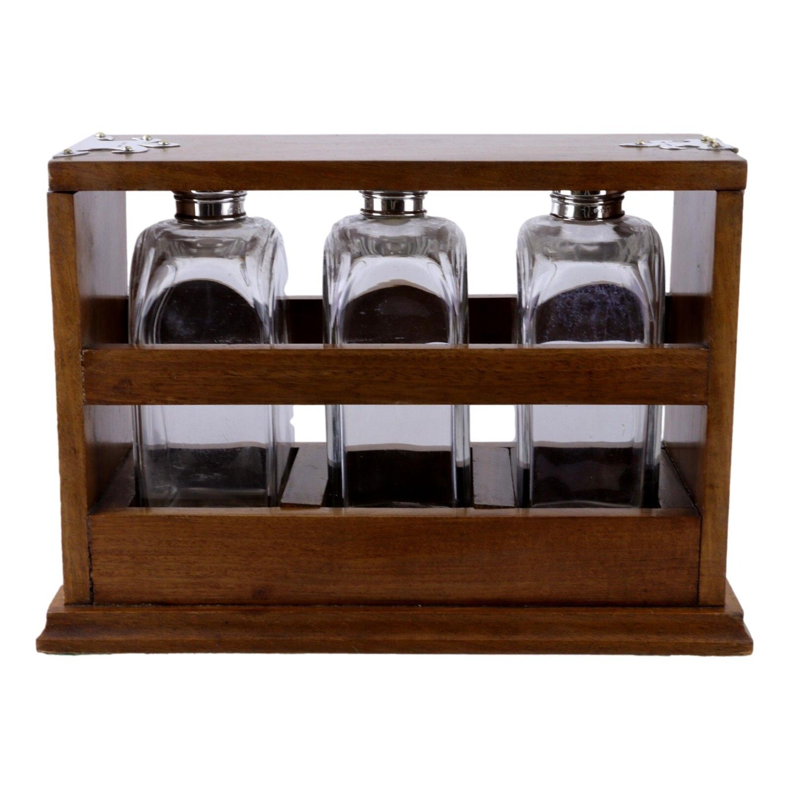 John Collier & Co Tantalus W/ 3 Silver Topped Decanters 1923 Clan Matheson photo for sale