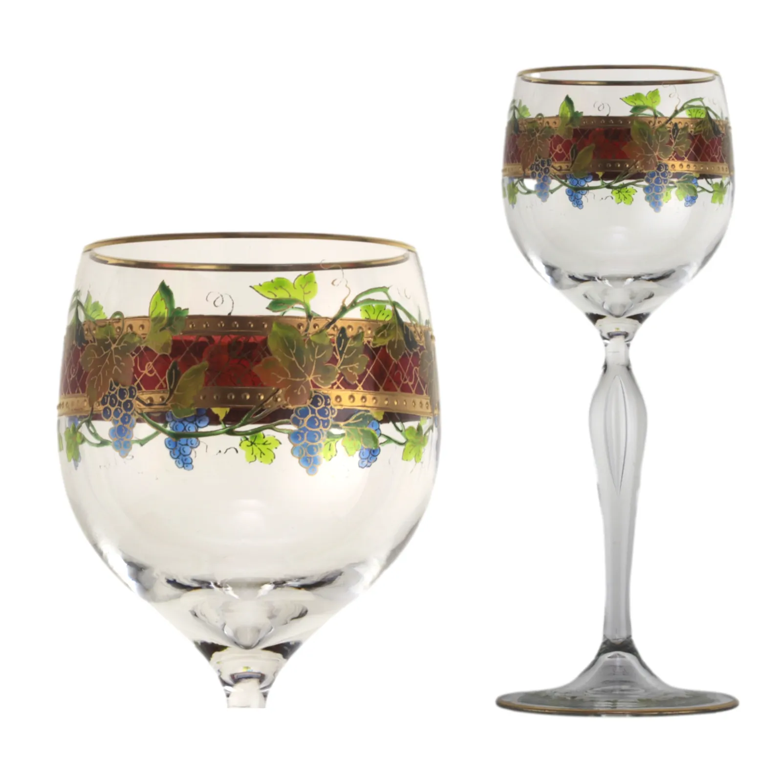 Meyr's Neffe Art Nouveau / Jugendstil Enamel Hock Wine Glass 18cm