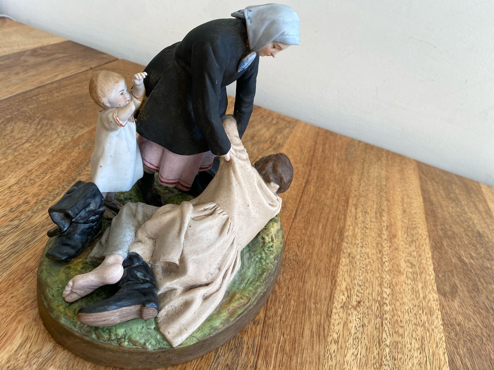 Antique Imperial Russian Gardner Figurine Sculpture 19th Century "Drunken Man And Family" photo 1500.0
