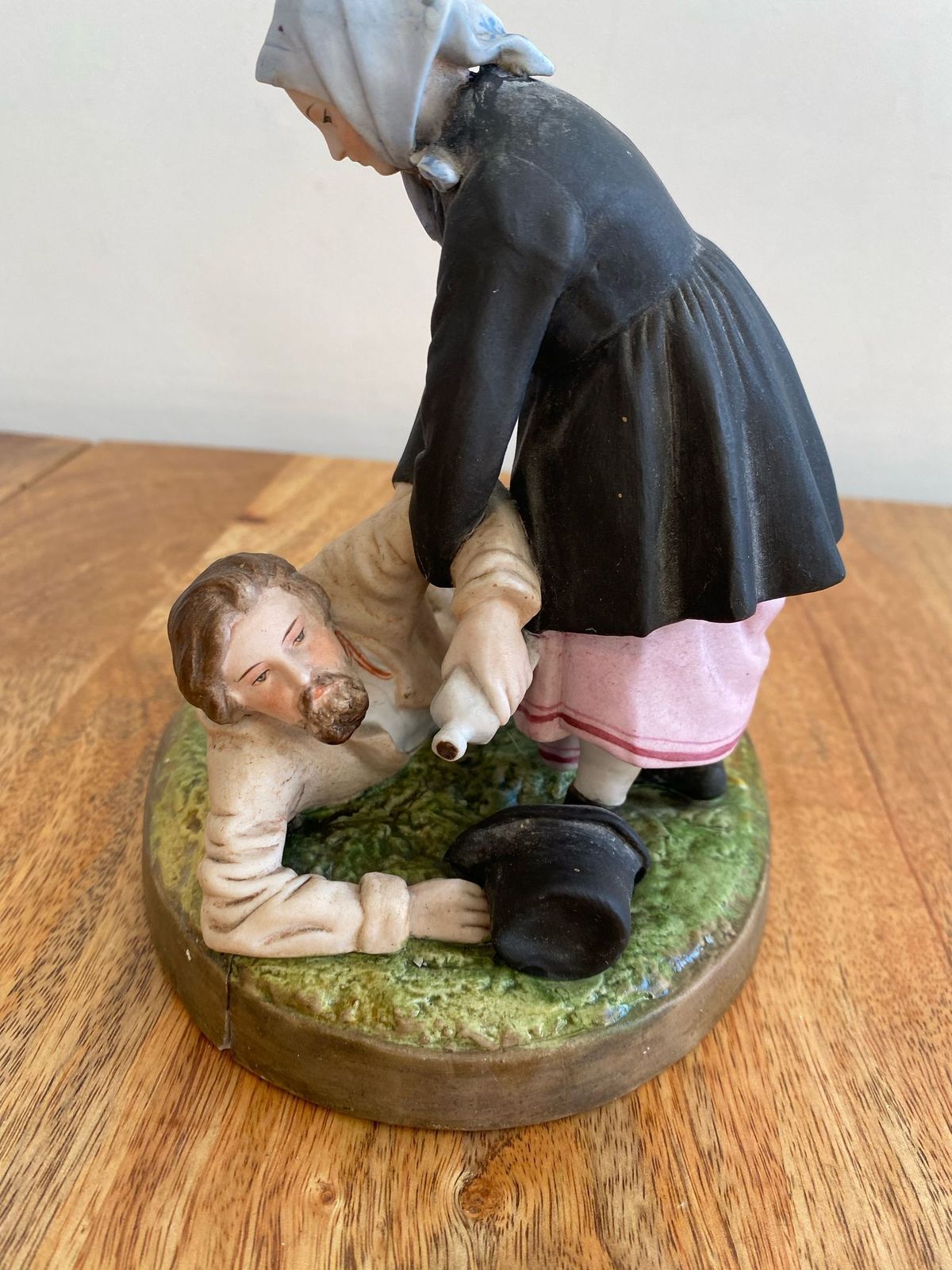 Antique Imperial Russian Gardner Figurine Sculpture 19th Century "Drunken Man And Family" photo Art