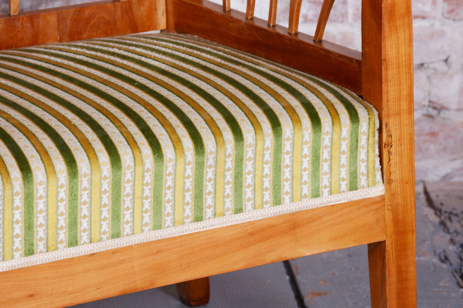 photo furniture Restored Biedermeier Sofa, Cherry Wood, Spruce, Revived Polish, Austria, 1820s