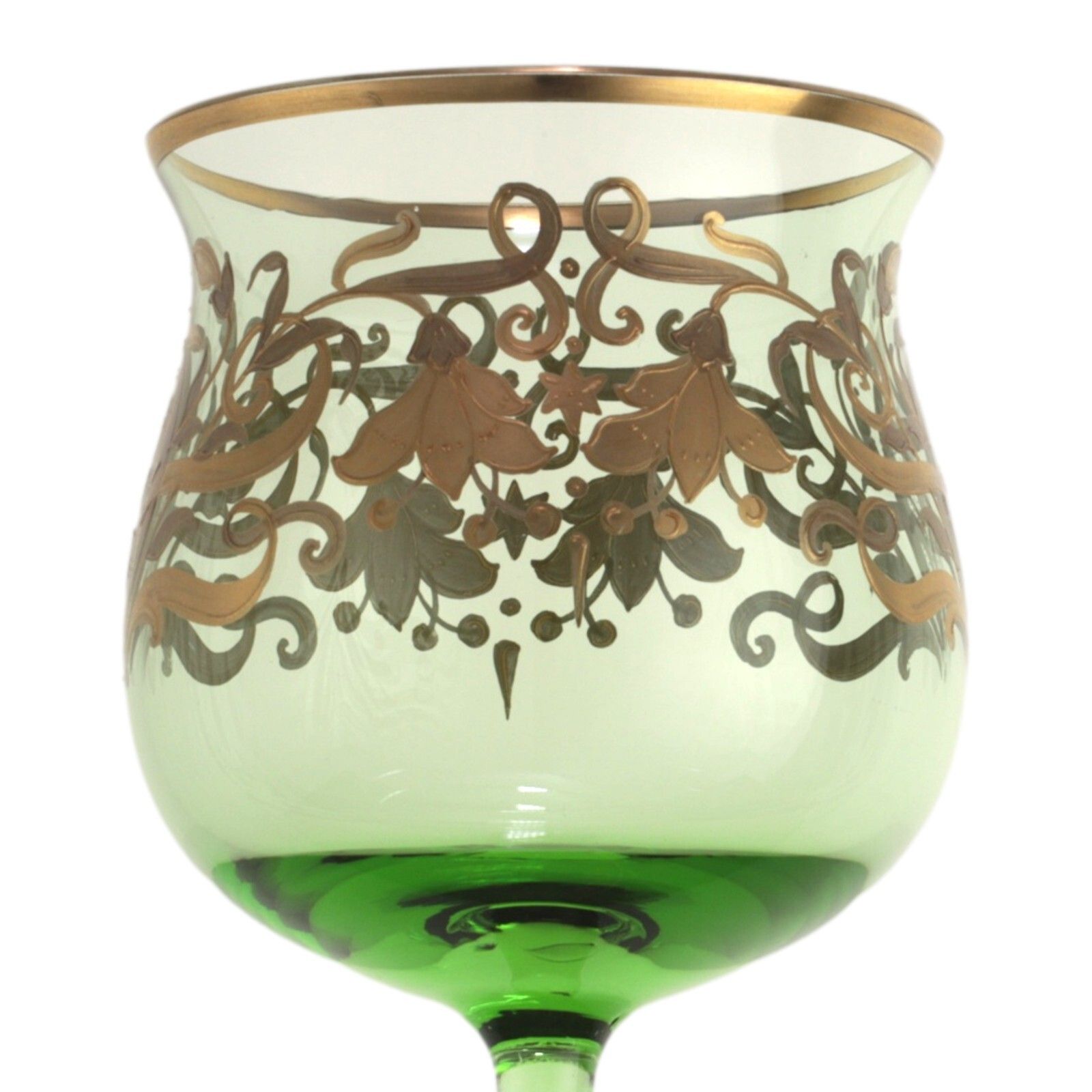 Bohemian Art Nouveau / Josephinenhutte Enamel Hock Wine Glass 19.5cm photo for sale