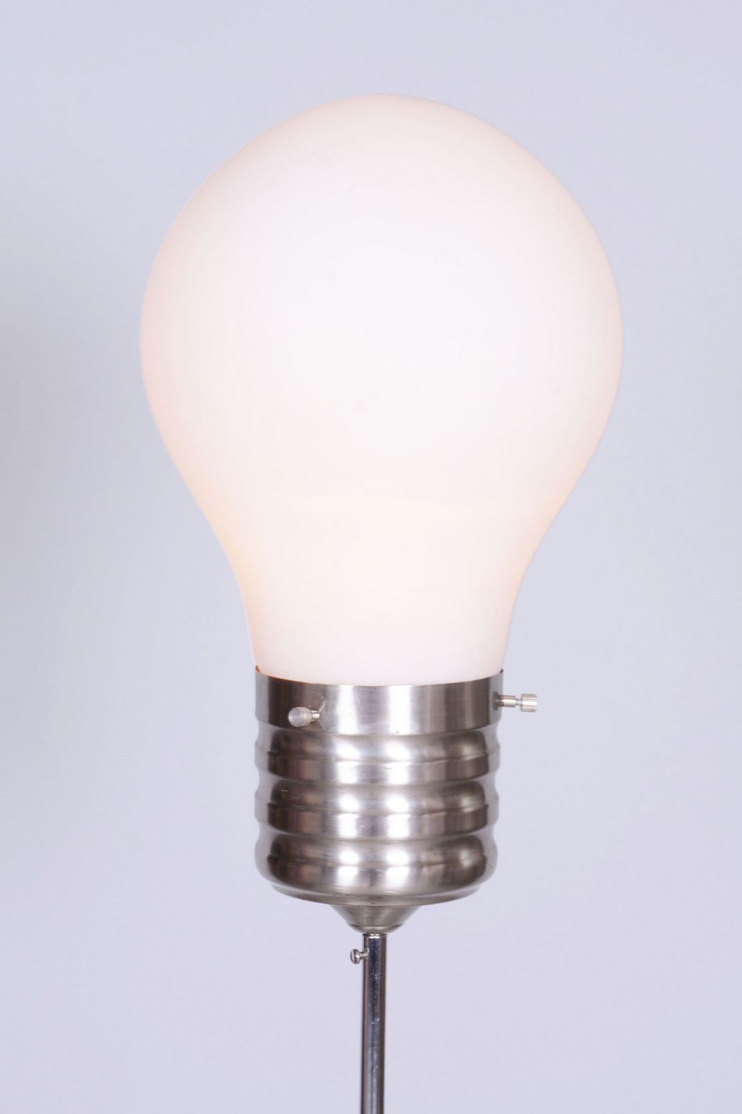 photo furniture Restored Mid Century Floor Lamp, Beech, Chrome, Opal Glass, Germany, 1970s