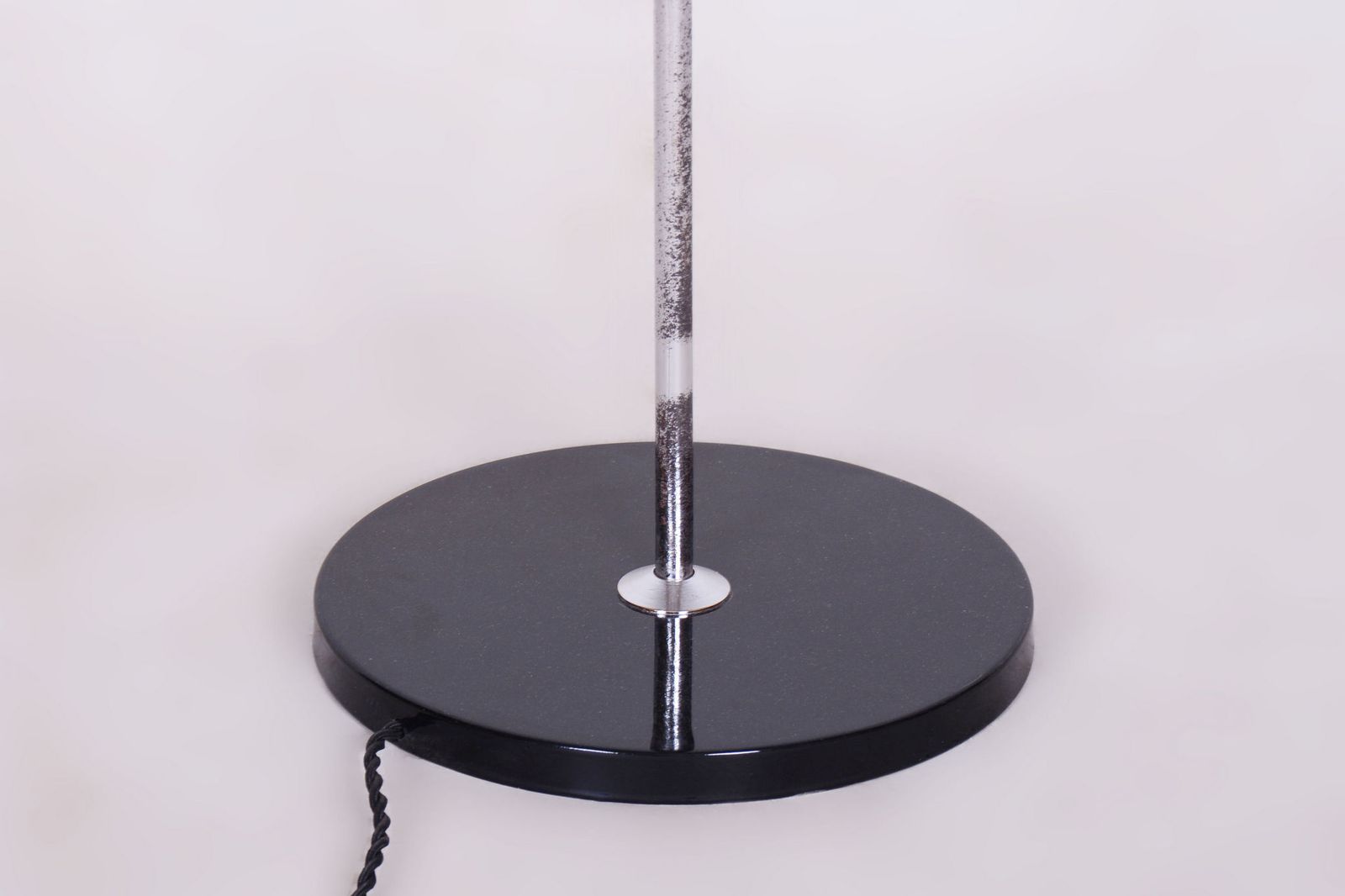 photo vinterior Restored Mid Century Floor Lamp, Beech, Chrome, Opal Glass, Germany, 1970s